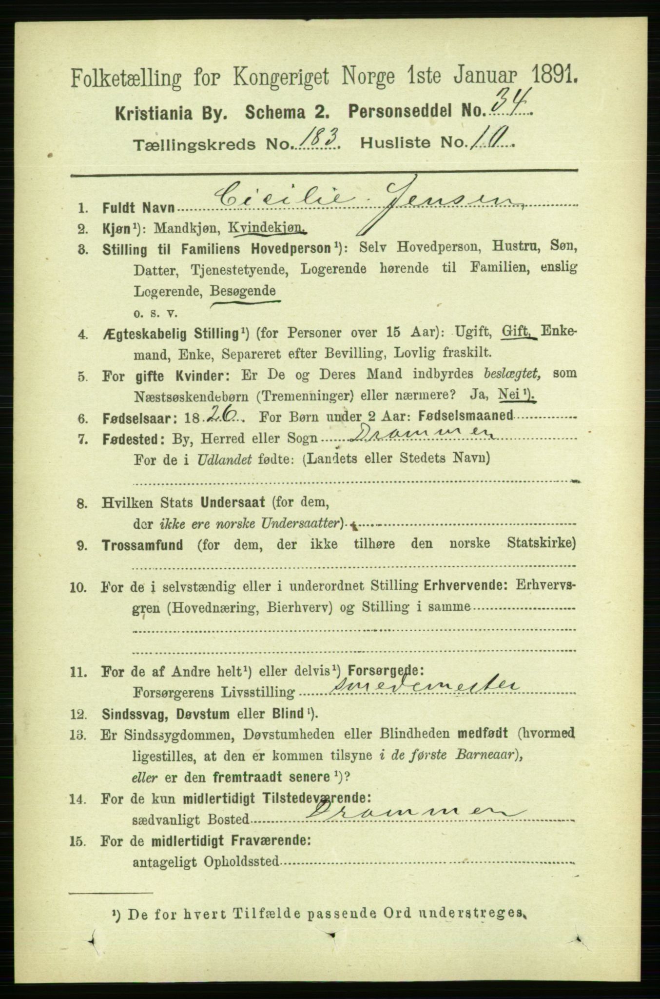 RA, 1891 census for 0301 Kristiania, 1891, p. 109718