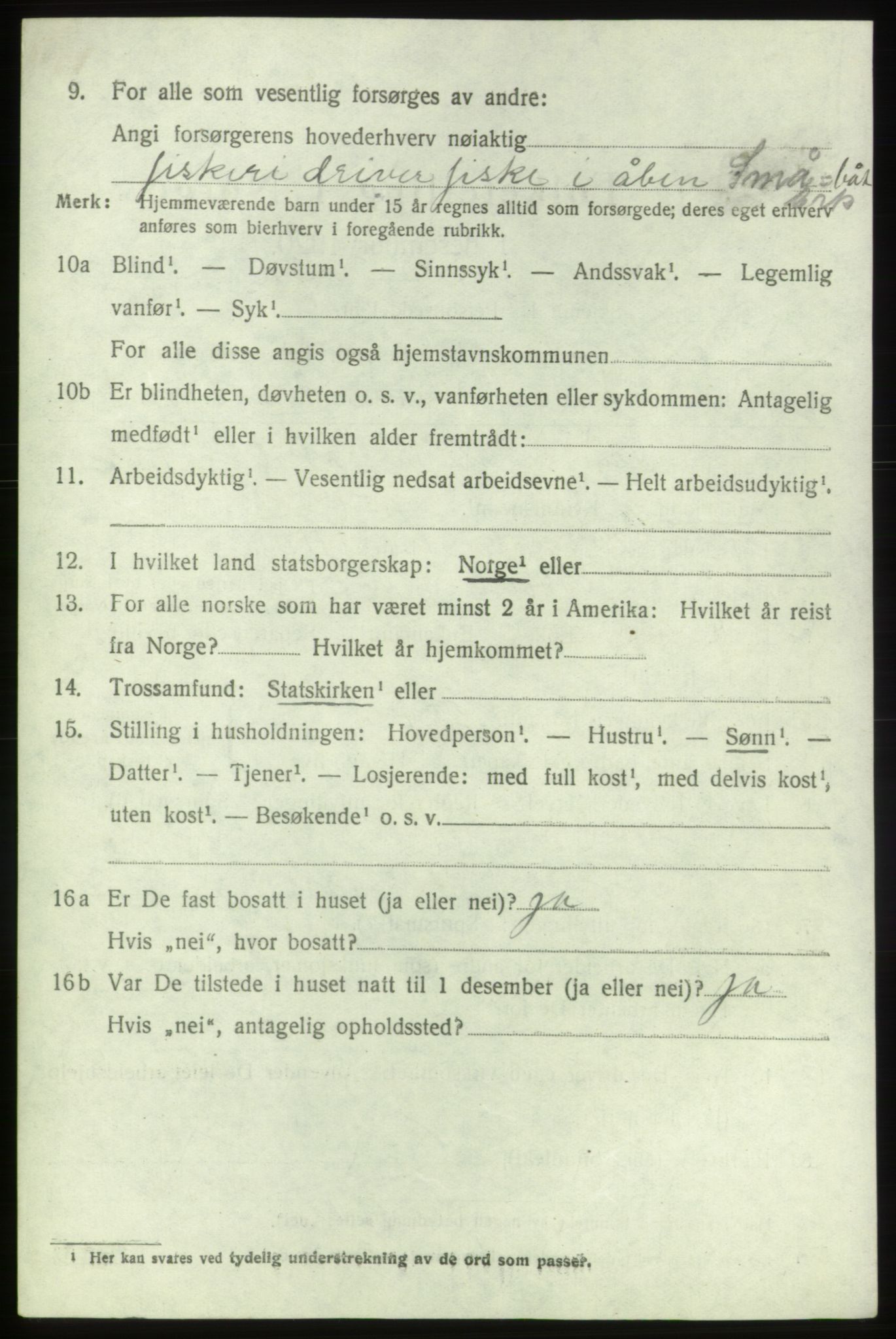 SAB, 1920 census for Bremnes, 1920, p. 1787