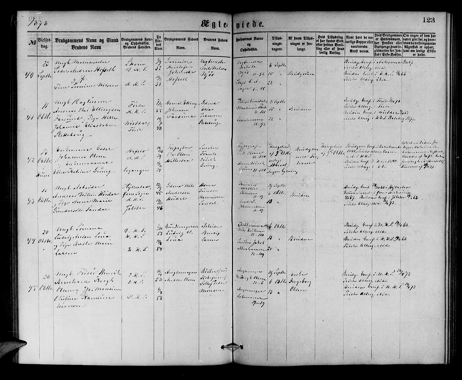 Korskirken sokneprestembete, AV/SAB-A-76101/H/Hab: Parish register (copy) no. D 2, 1867-1886, p. 123