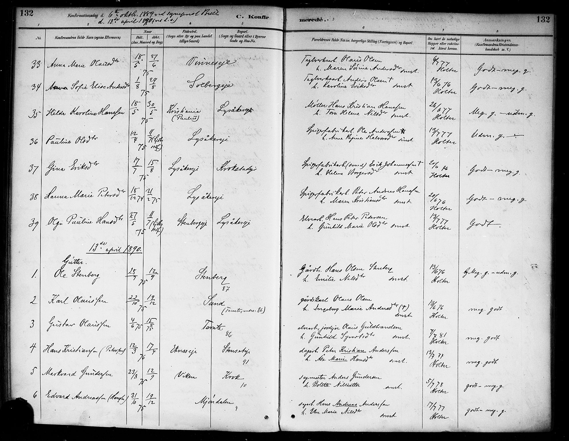 Nedre Eiker kirkebøker, AV/SAKO-A-612/F/Fa/L0003: Parish register (official) no. 3, 1885-1892, p. 132