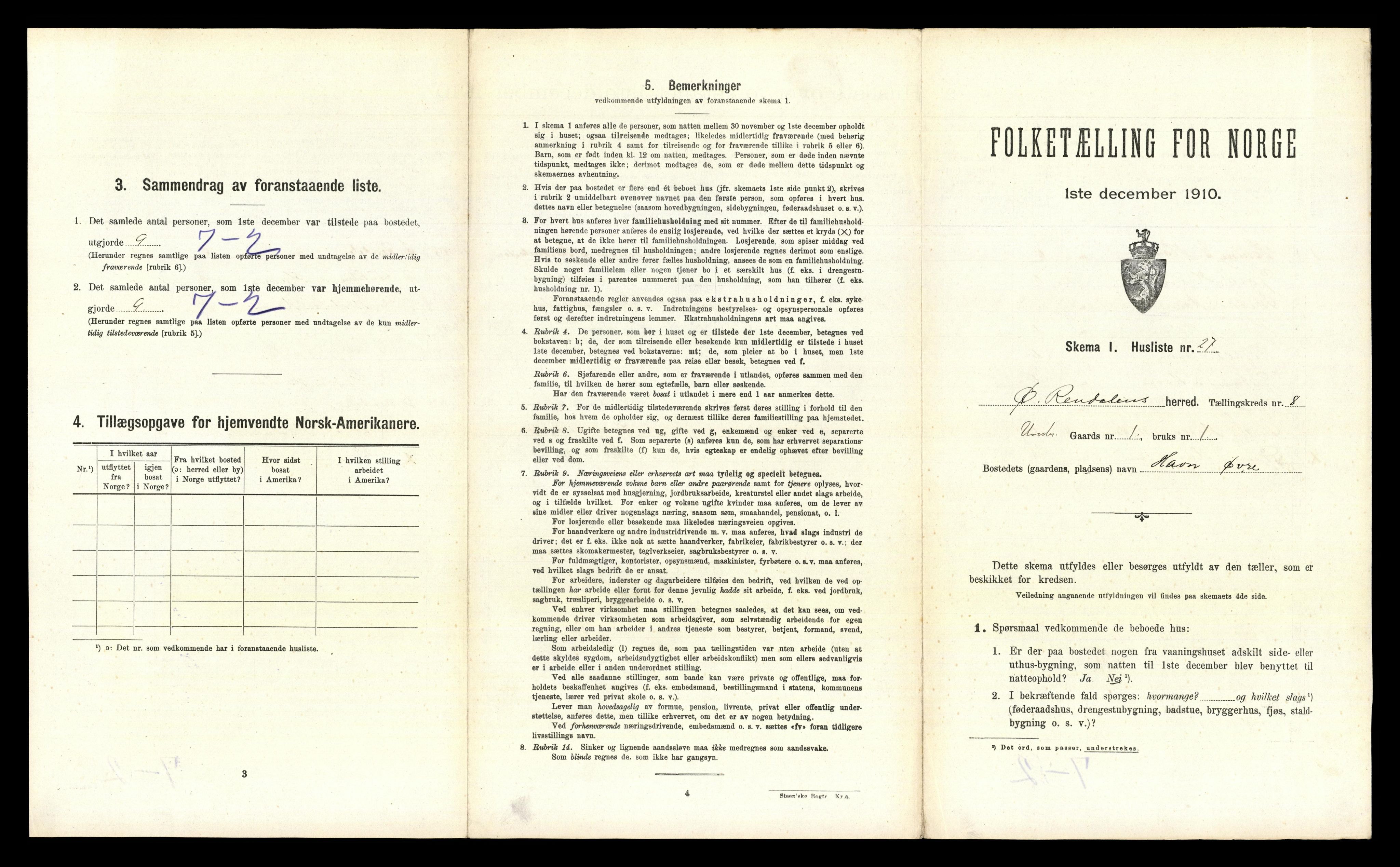 RA, 1910 census for Øvre Rendal, 1910, p. 590