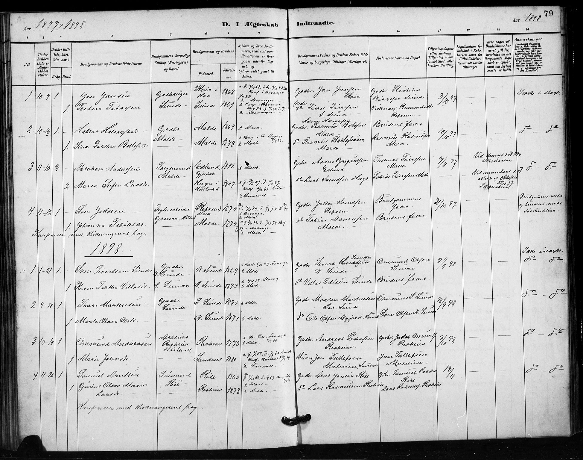 Håland sokneprestkontor, SAST/A-101802/001/30BA/L0011: Parish register (official) no. A 10, 1883-1900, p. 79