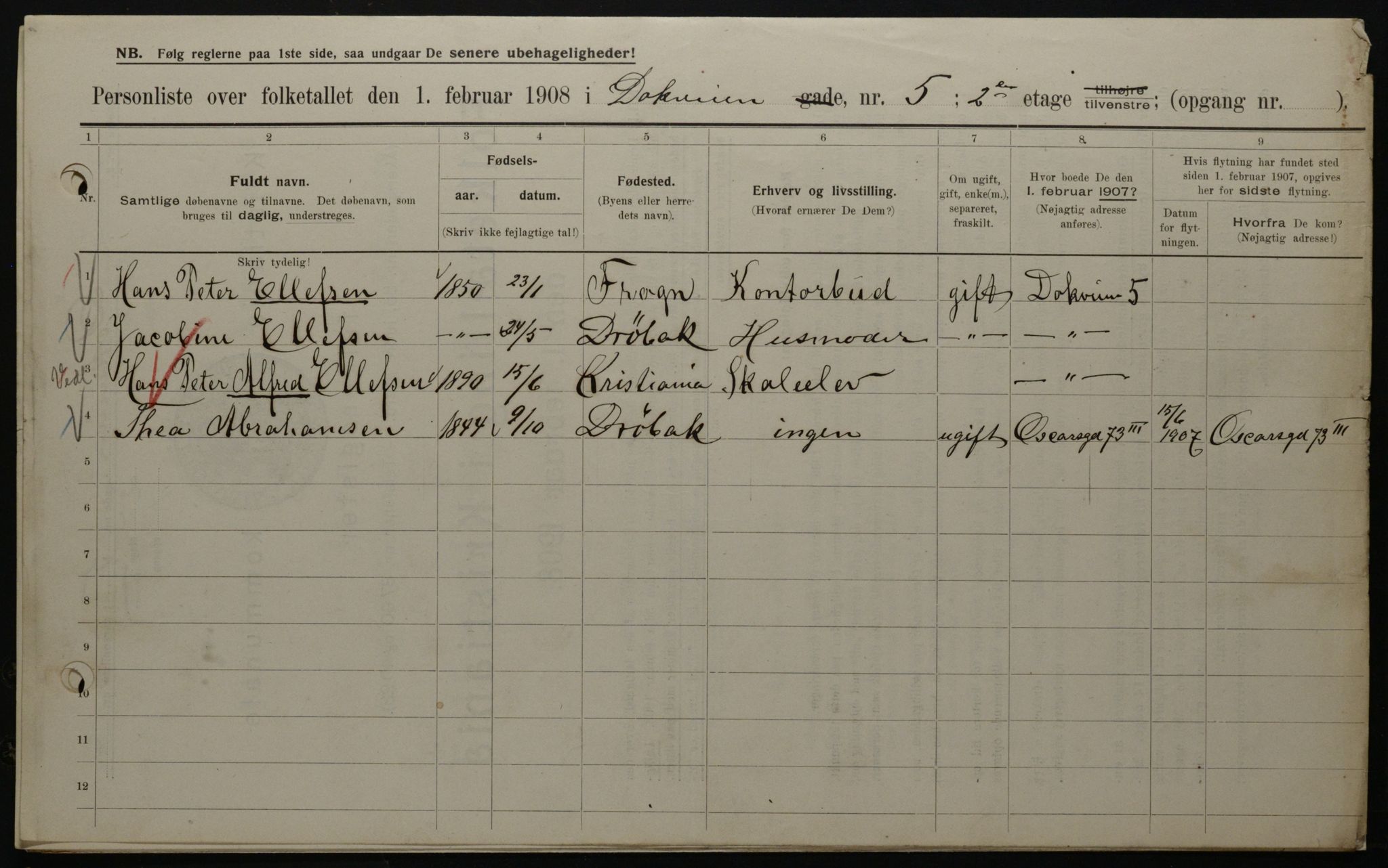 OBA, Municipal Census 1908 for Kristiania, 1908, p. 14793