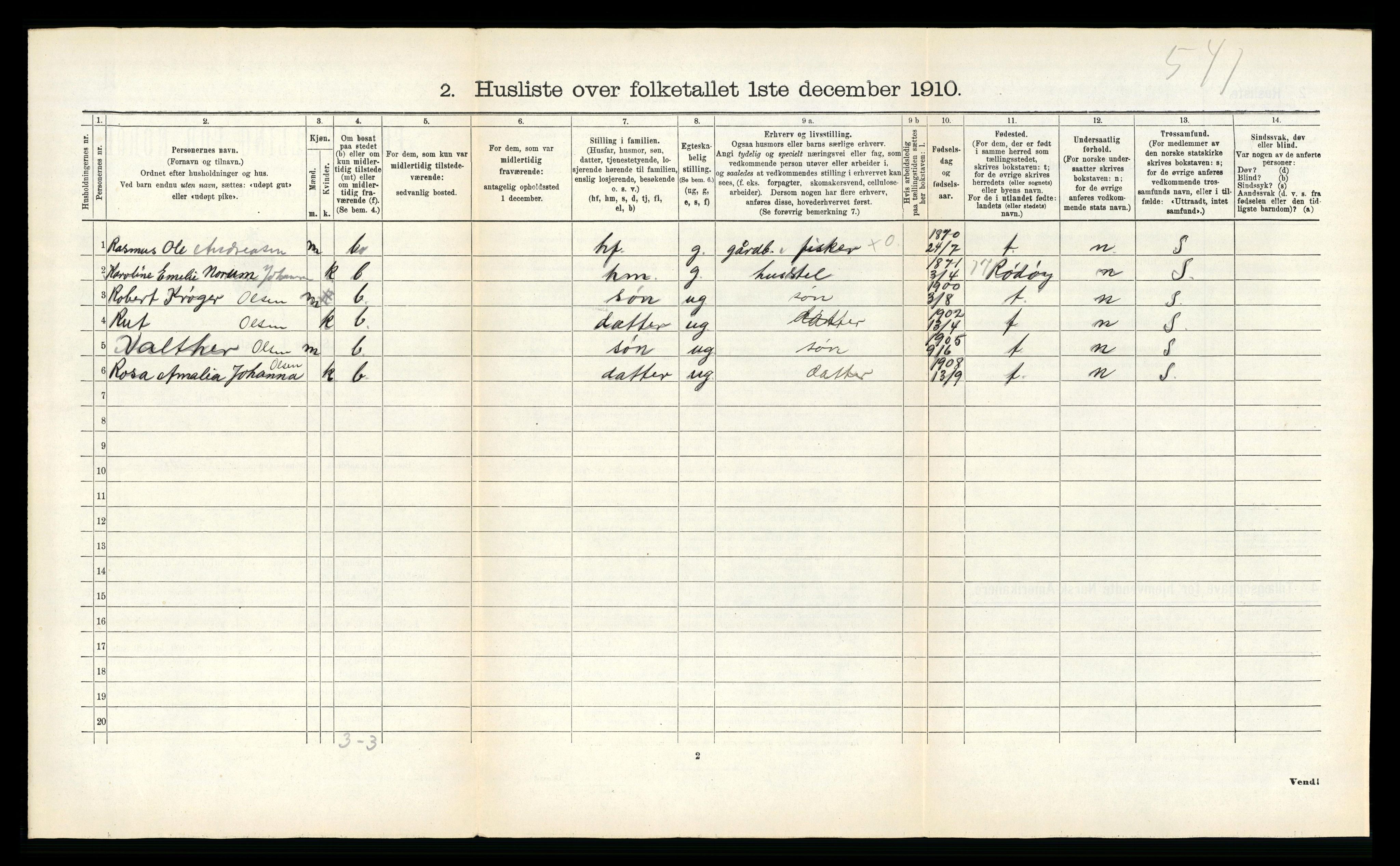 RA, 1910 census for Træna, 1910, p. 210