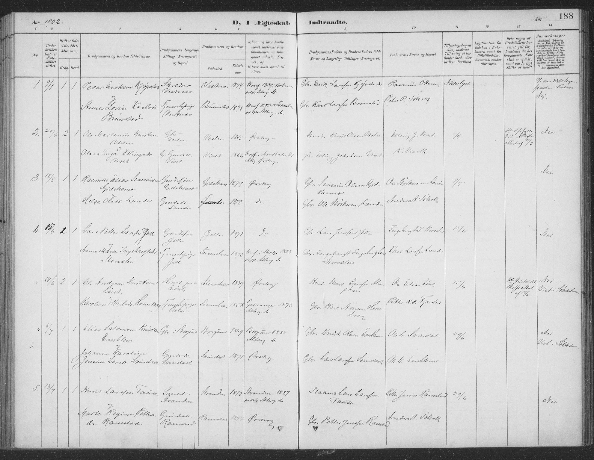 Ministerialprotokoller, klokkerbøker og fødselsregistre - Møre og Romsdal, AV/SAT-A-1454/522/L0316: Parish register (official) no. 522A11, 1890-1911, p. 188