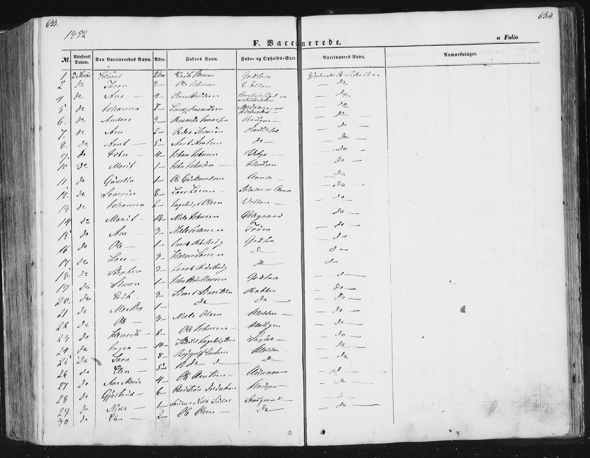 Ministerialprotokoller, klokkerbøker og fødselsregistre - Sør-Trøndelag, SAT/A-1456/630/L0494: Parish register (official) no. 630A07, 1852-1868, p. 633-634