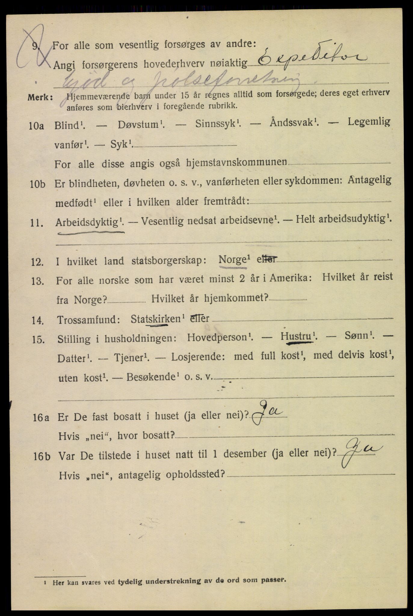 SAH, 1920 census for Lillehammer, 1920, p. 9613