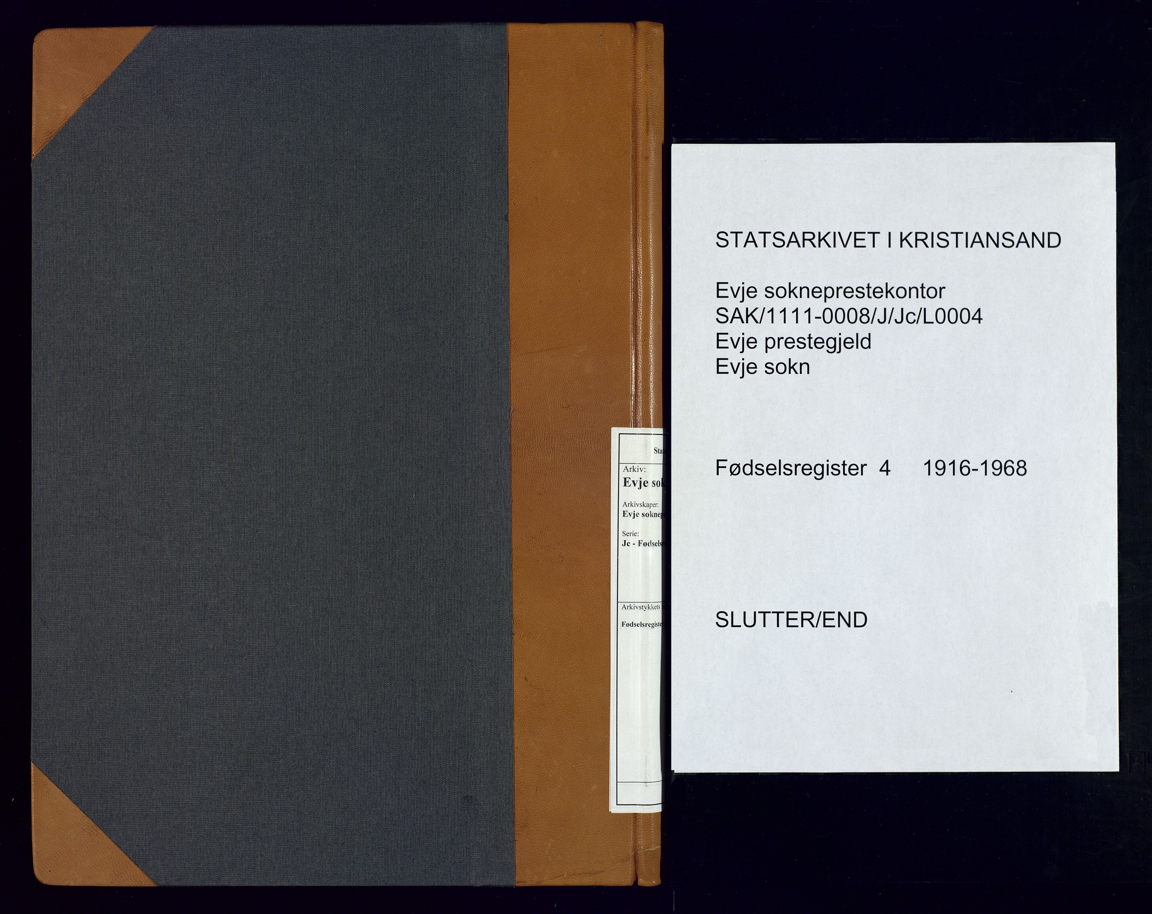 Evje sokneprestkontor, SAK/1111-0008/J/Jc/L0004: Birth register no. 4, 1916-1968