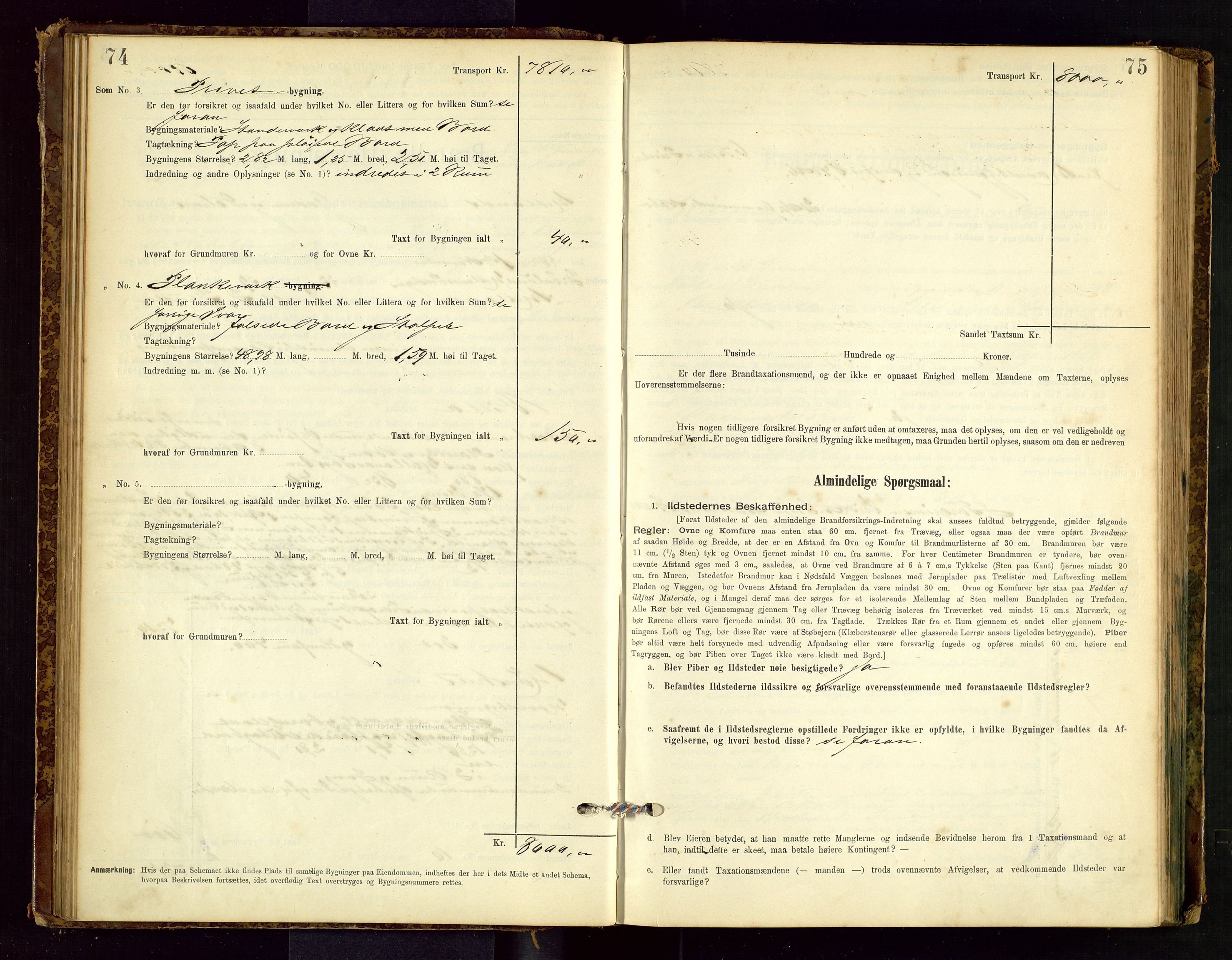 Hetland lensmannskontor, SAST/A-100101/Gob/L0001: "Brandtaxationsprotokol", 1895-1918, p. 74-75