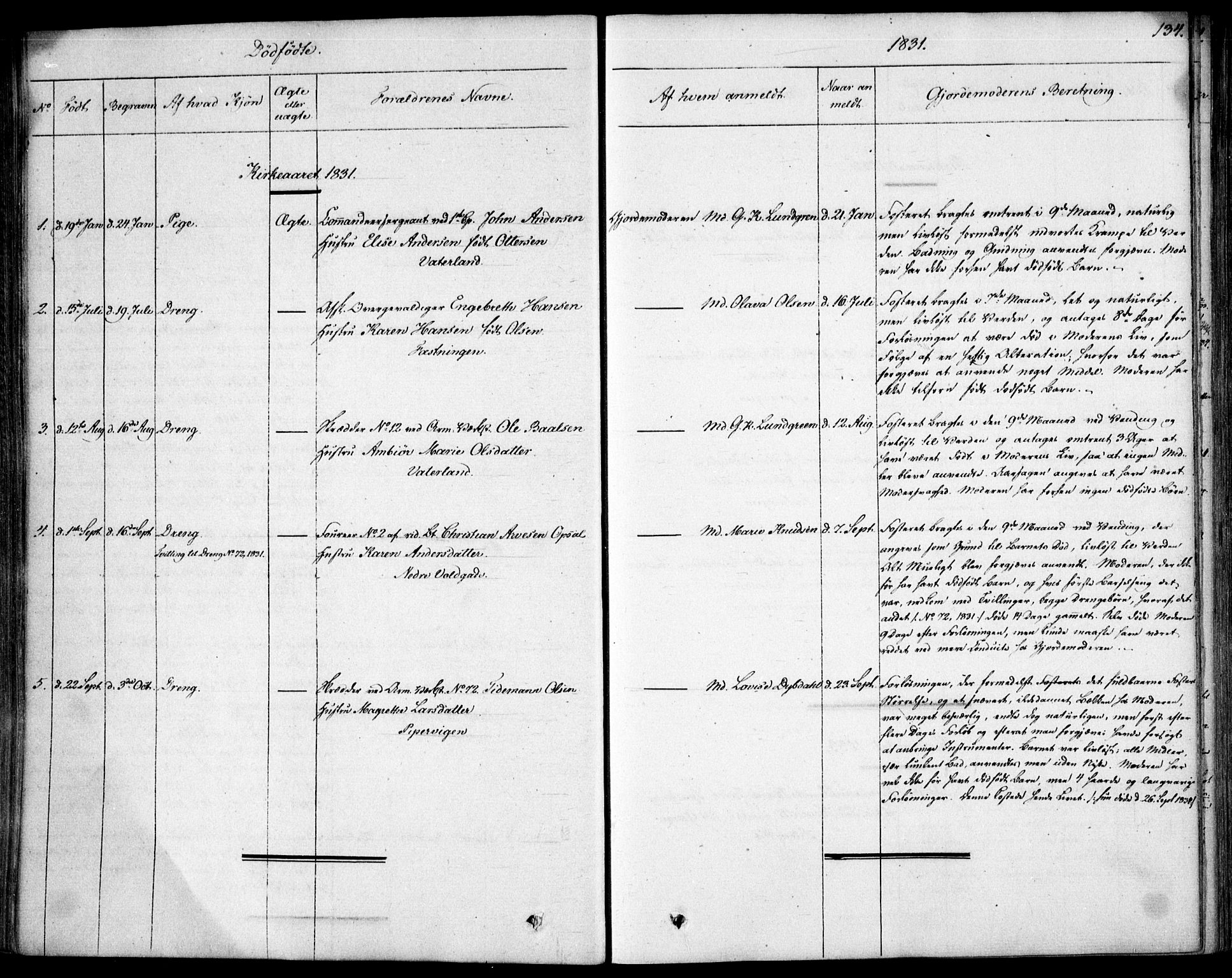 Garnisonsmenigheten Kirkebøker, SAO/A-10846/F/Fa/L0007: Parish register (official) no. 7, 1828-1881, p. 134