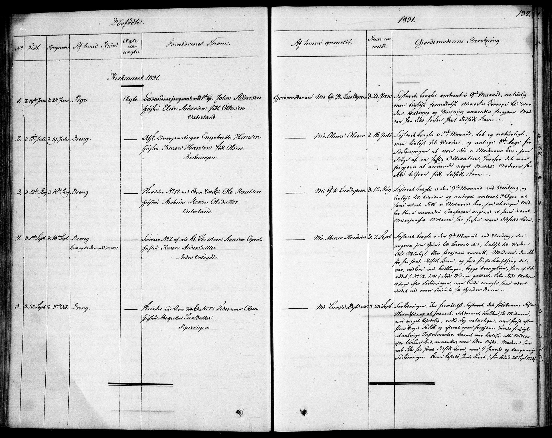 Garnisonsmenigheten Kirkebøker, AV/SAO-A-10846/F/Fa/L0007: Parish register (official) no. 7, 1828-1881, p. 134