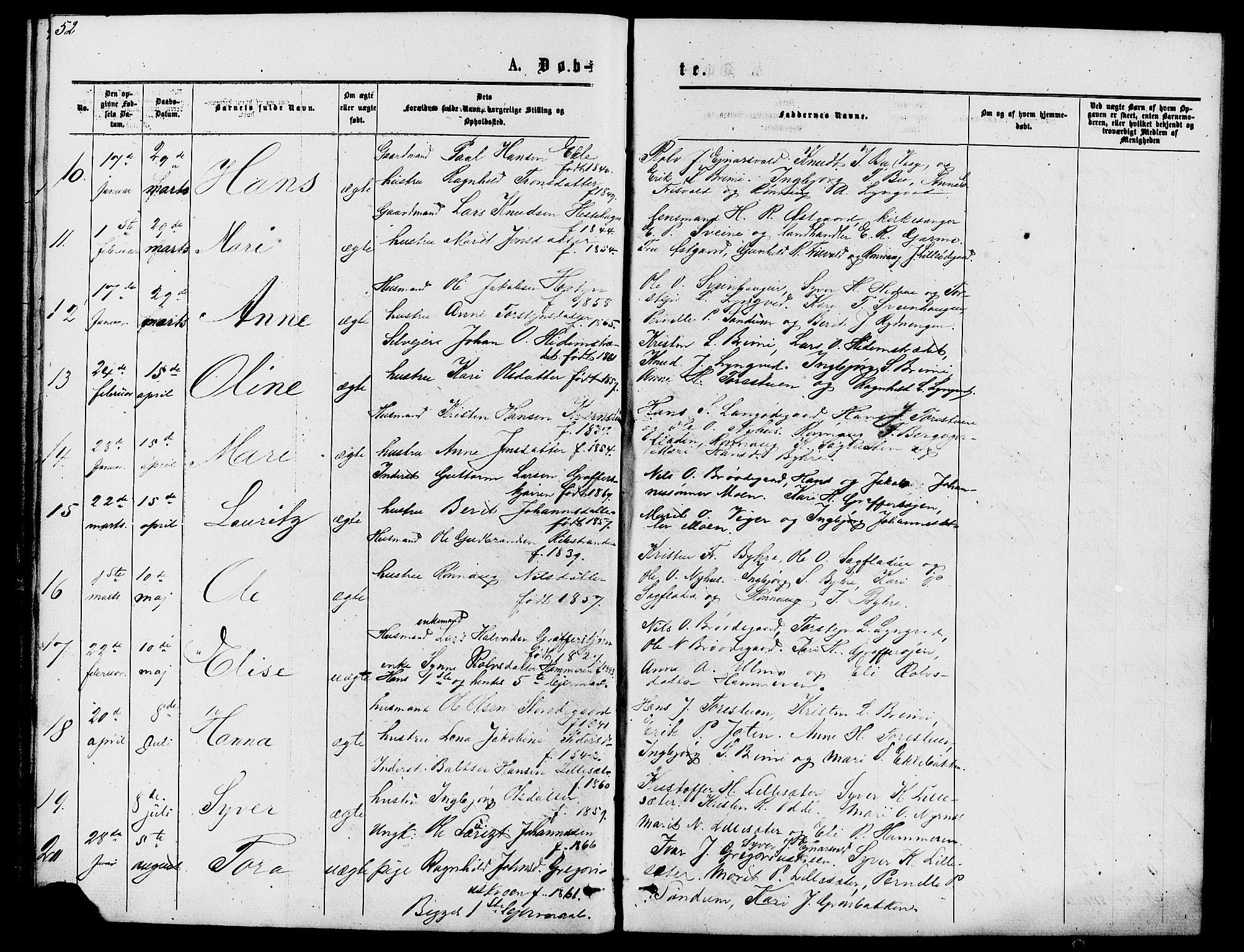 Lom prestekontor, SAH/PREST-070/L/L0005: Parish register (copy) no. 5, 1876-1901, p. 52-53