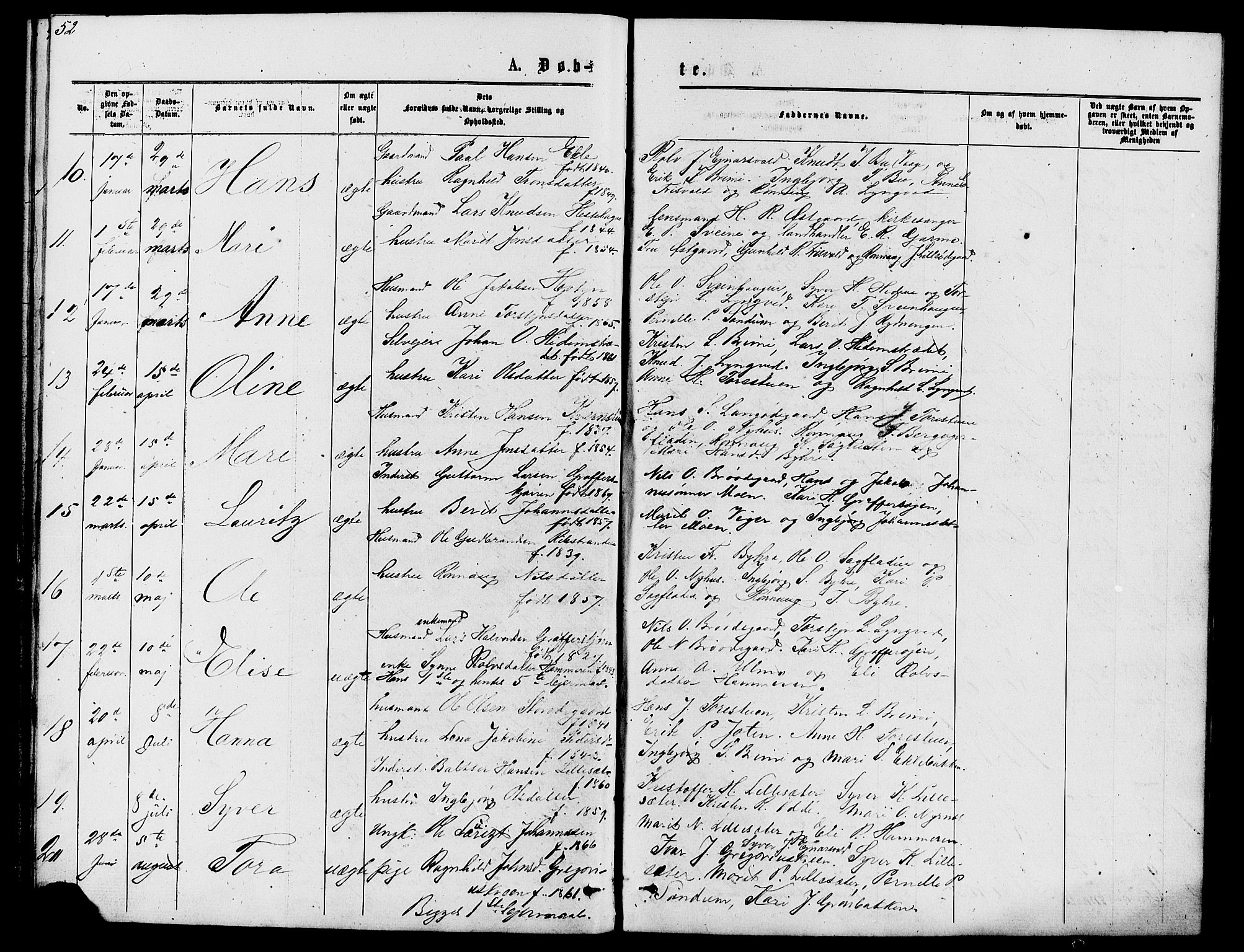 Lom prestekontor, AV/SAH-PREST-070/L/L0005: Parish register (copy) no. 5, 1876-1901, p. 52-53