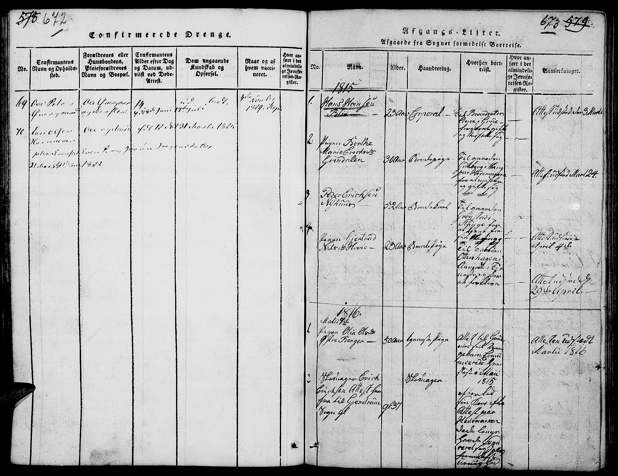 Elverum prestekontor, SAH/PREST-044/H/Ha/Hab/L0001: Parish register (copy) no. 1, 1815-1829, p. 672-673