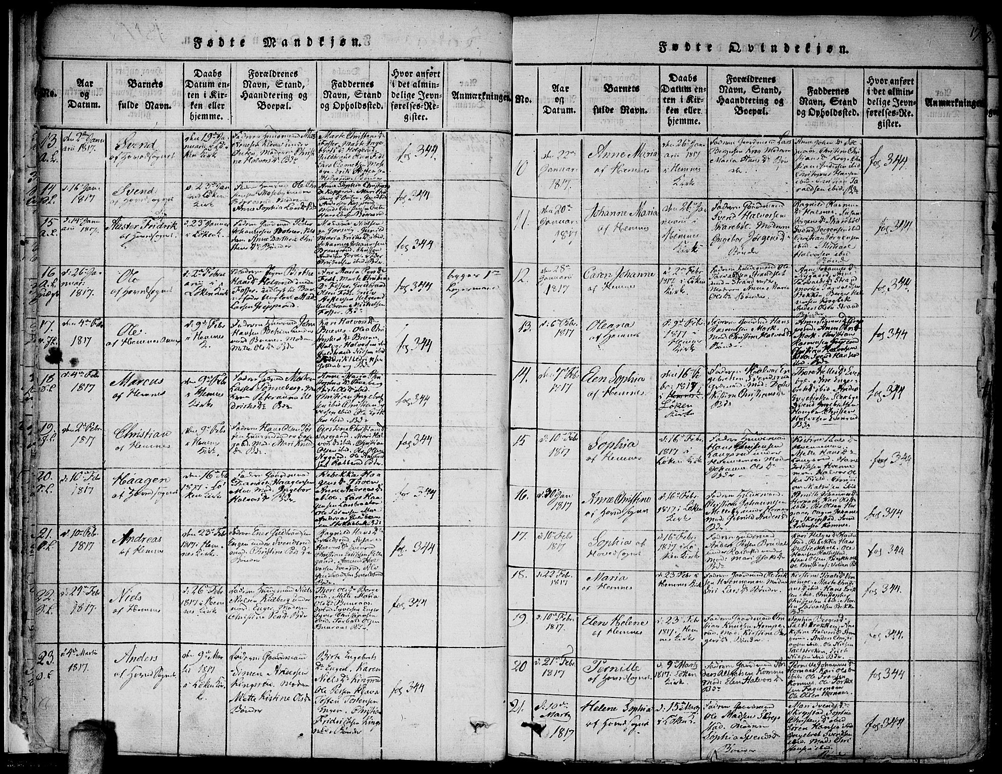 Høland prestekontor Kirkebøker, AV/SAO-A-10346a/F/Fa/L0007: Parish register (official) no. I 7, 1814-1827, p. 17