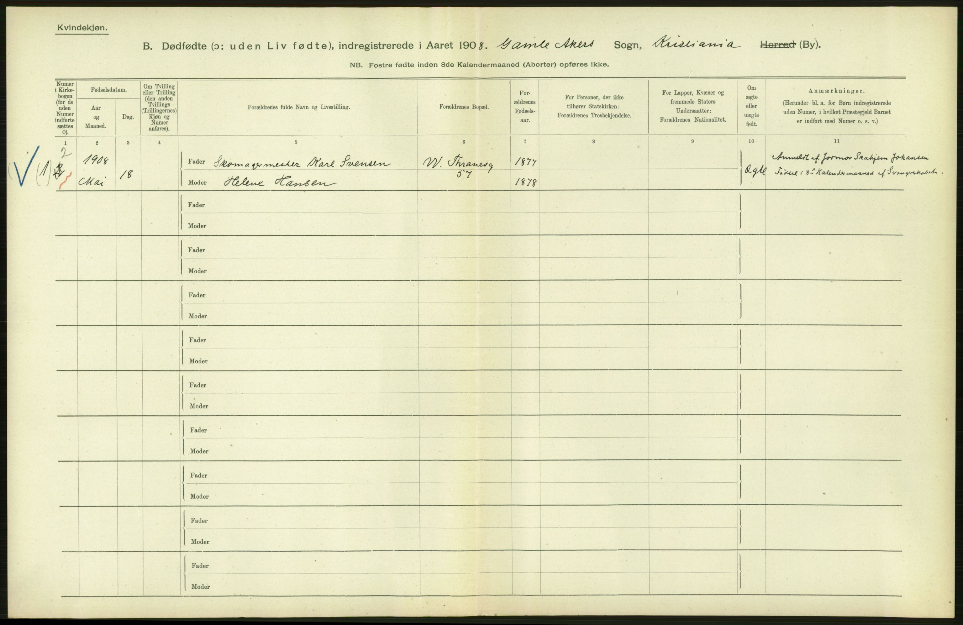 Statistisk sentralbyrå, Sosiodemografiske emner, Befolkning, AV/RA-S-2228/D/Df/Dfa/Dfaf/L0009: Kristiania: Døde, dødfødte., 1908, p. 374