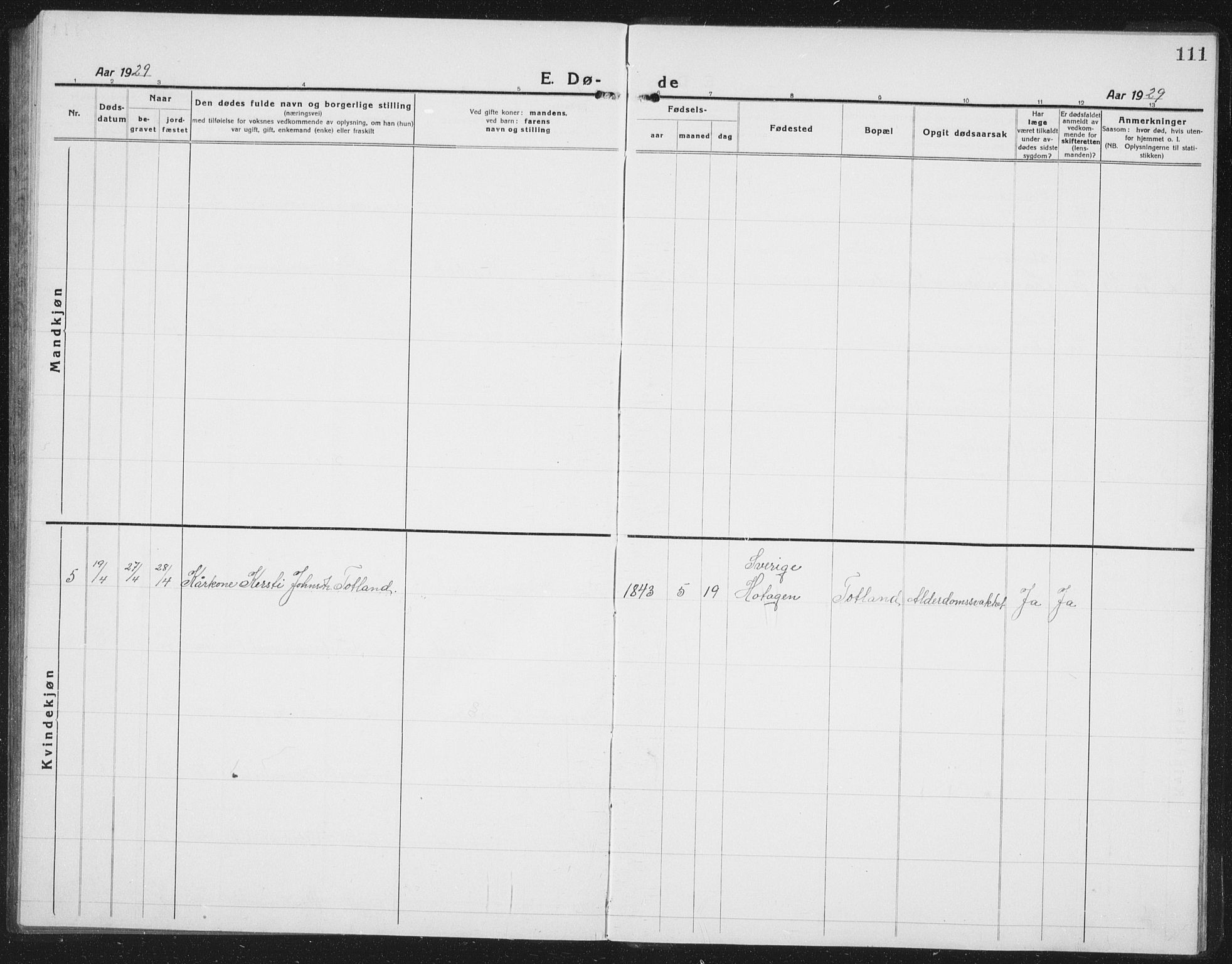 Ministerialprotokoller, klokkerbøker og fødselsregistre - Nord-Trøndelag, SAT/A-1458/757/L0507: Parish register (copy) no. 757C02, 1923-1939, p. 111