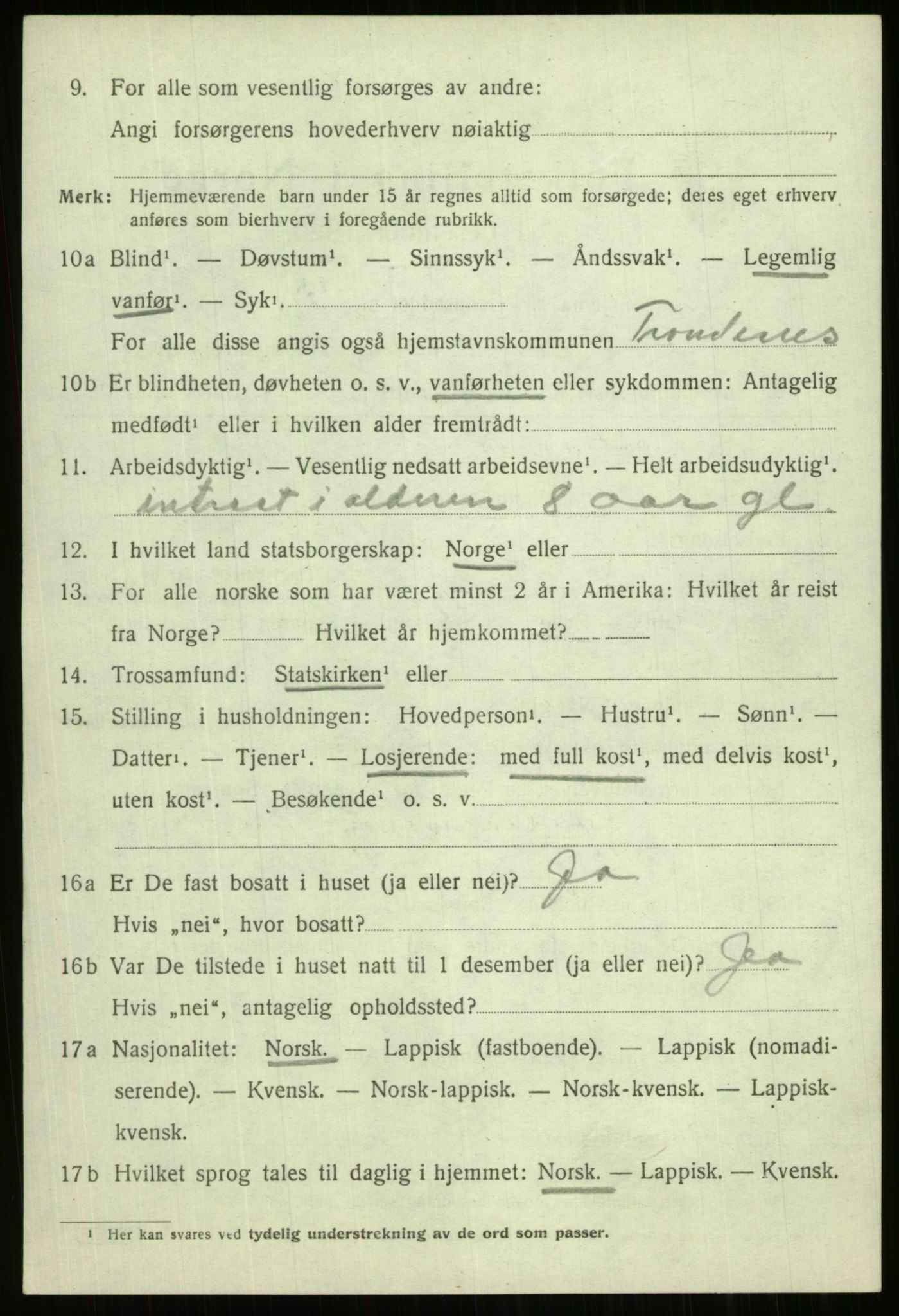 SATØ, 1920 census for Trondenes, 1920, p. 6926