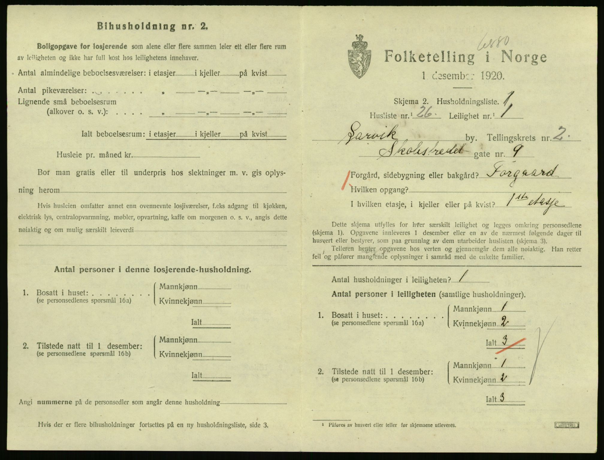 SAKO, 1920 census for Larvik, 1920, p. 3516