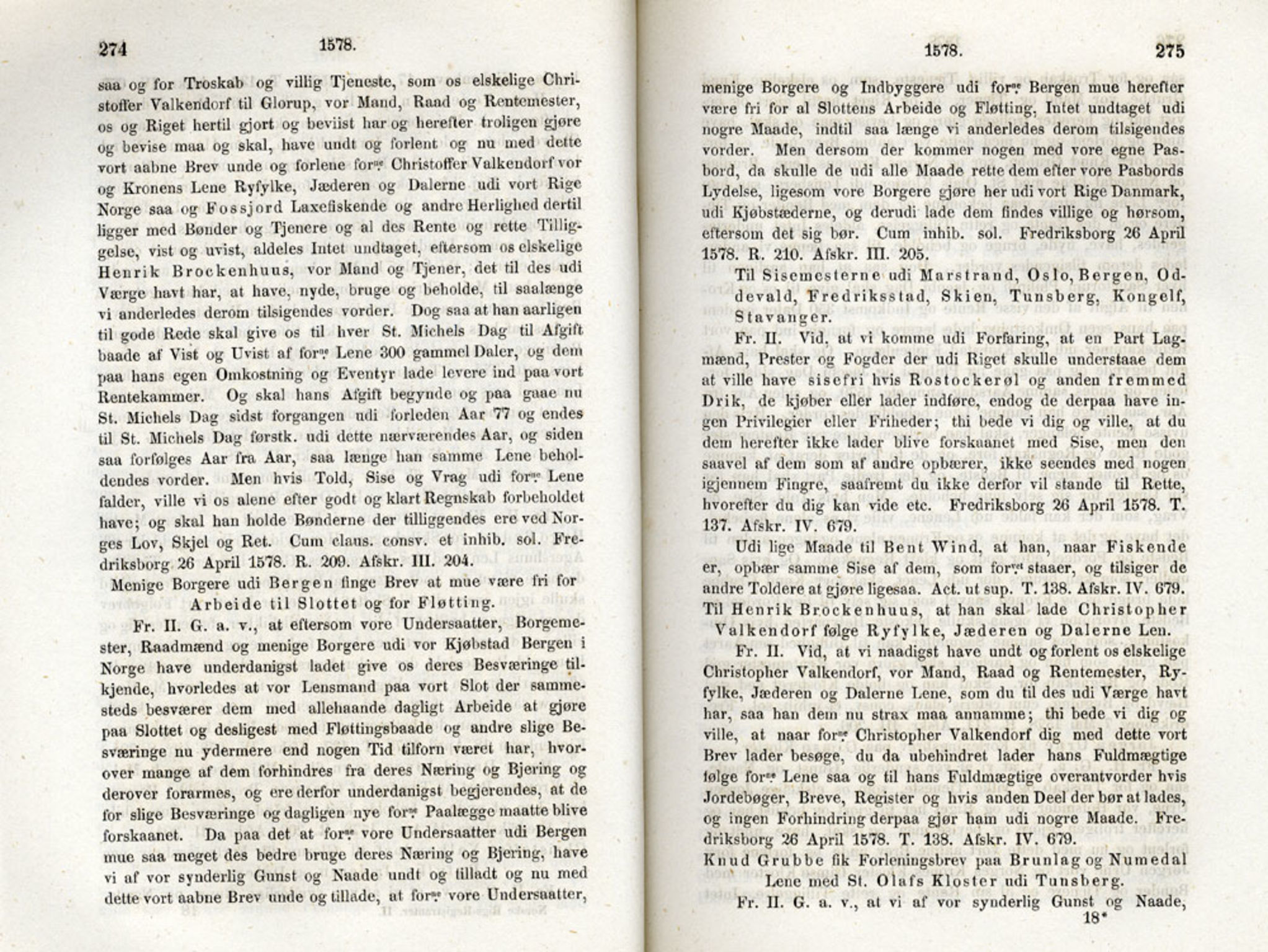 Publikasjoner utgitt av Det Norske Historiske Kildeskriftfond, PUBL/-/-/-: Norske Rigs-Registranter, bind 2, 1572-1588, p. 274-275