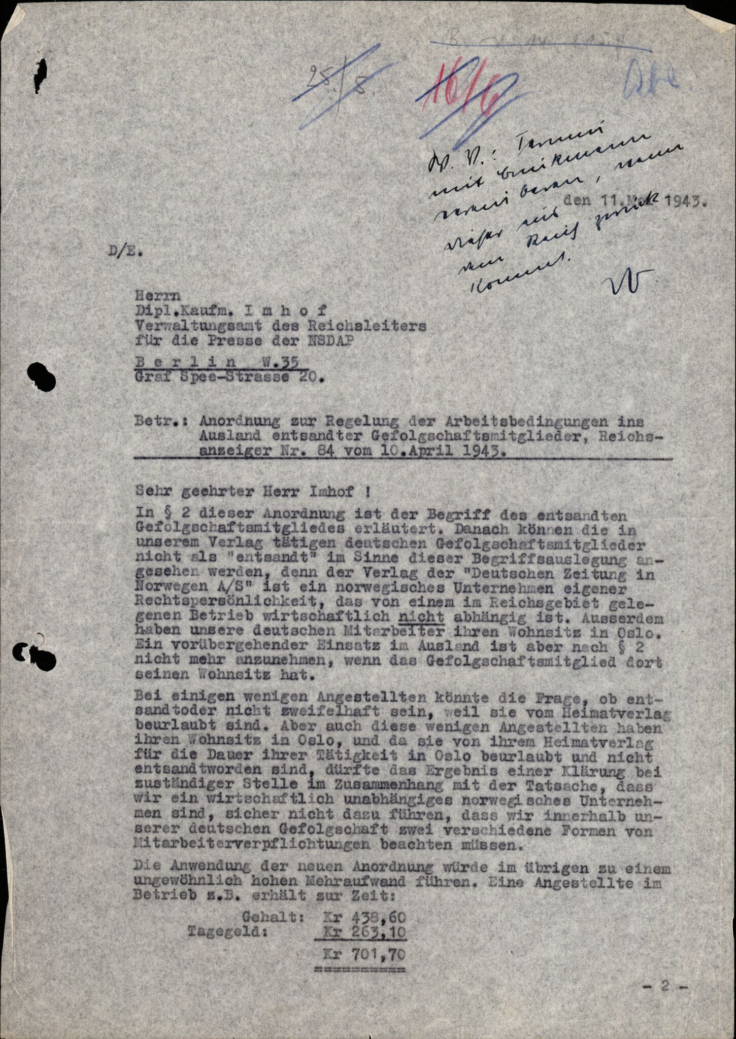 Forsvarets Overkommando. 2 kontor. Arkiv 11.4. Spredte tyske arkivsaker, AV/RA-RAFA-7031/D/Dar/Darb/L0015: Reichskommissariat - NSDAP in Norwegen, 1938-1945, p. 5