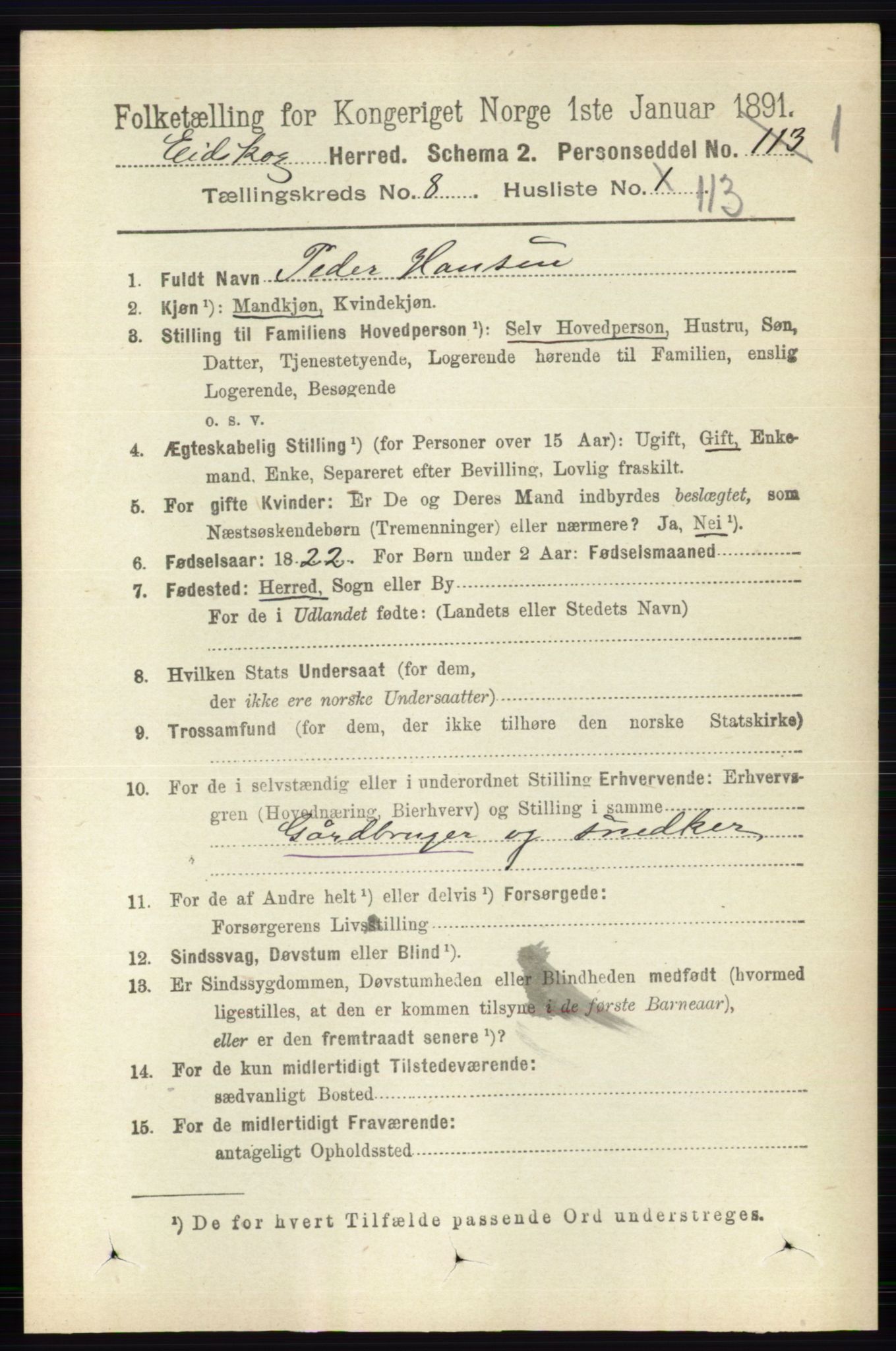 RA, 1891 census for 0420 Eidskog, 1891, p. 5190