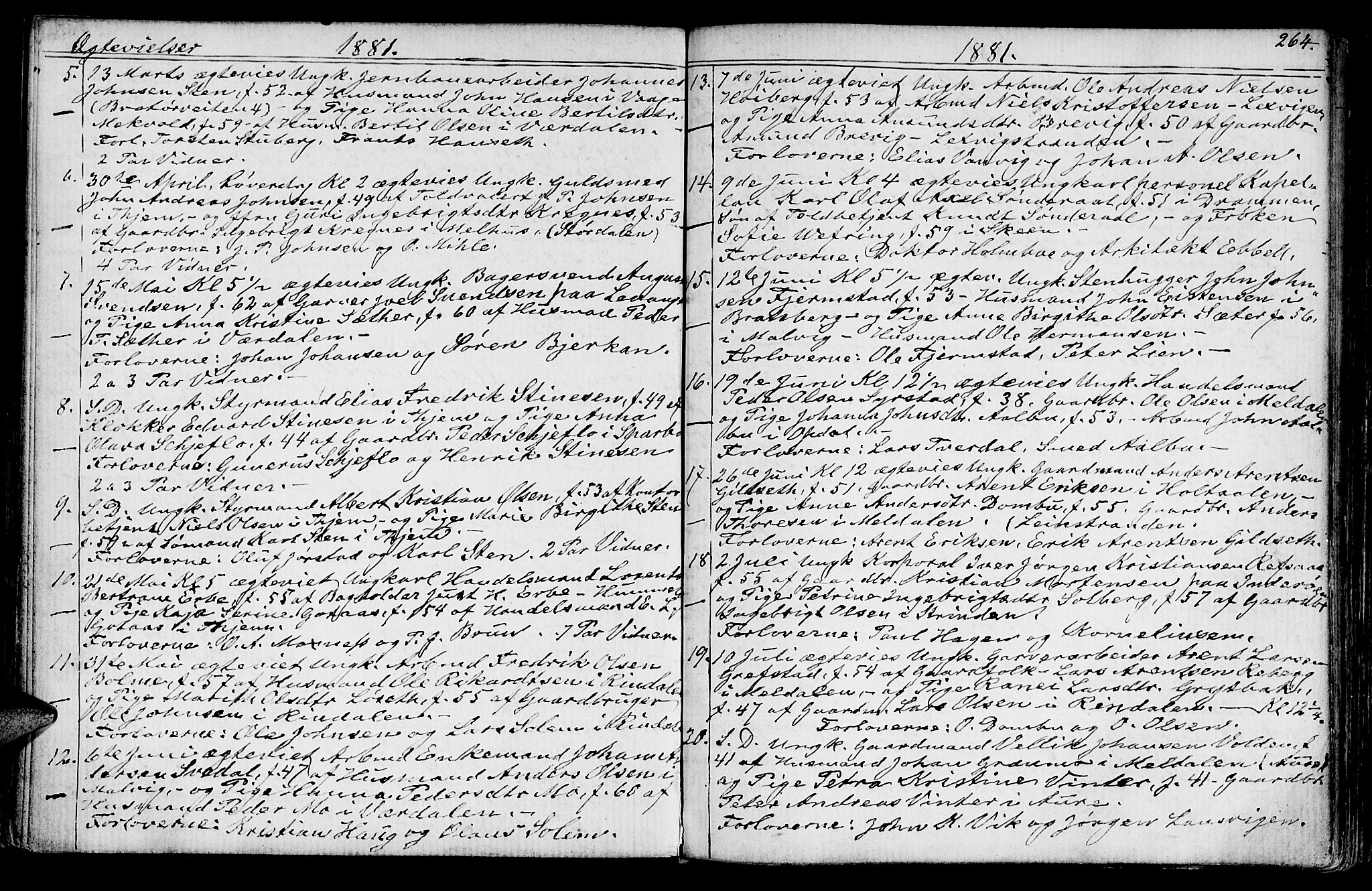 Ministerialprotokoller, klokkerbøker og fødselsregistre - Sør-Trøndelag, SAT/A-1456/602/L0142: Parish register (copy) no. 602C10, 1872-1894, p. 264