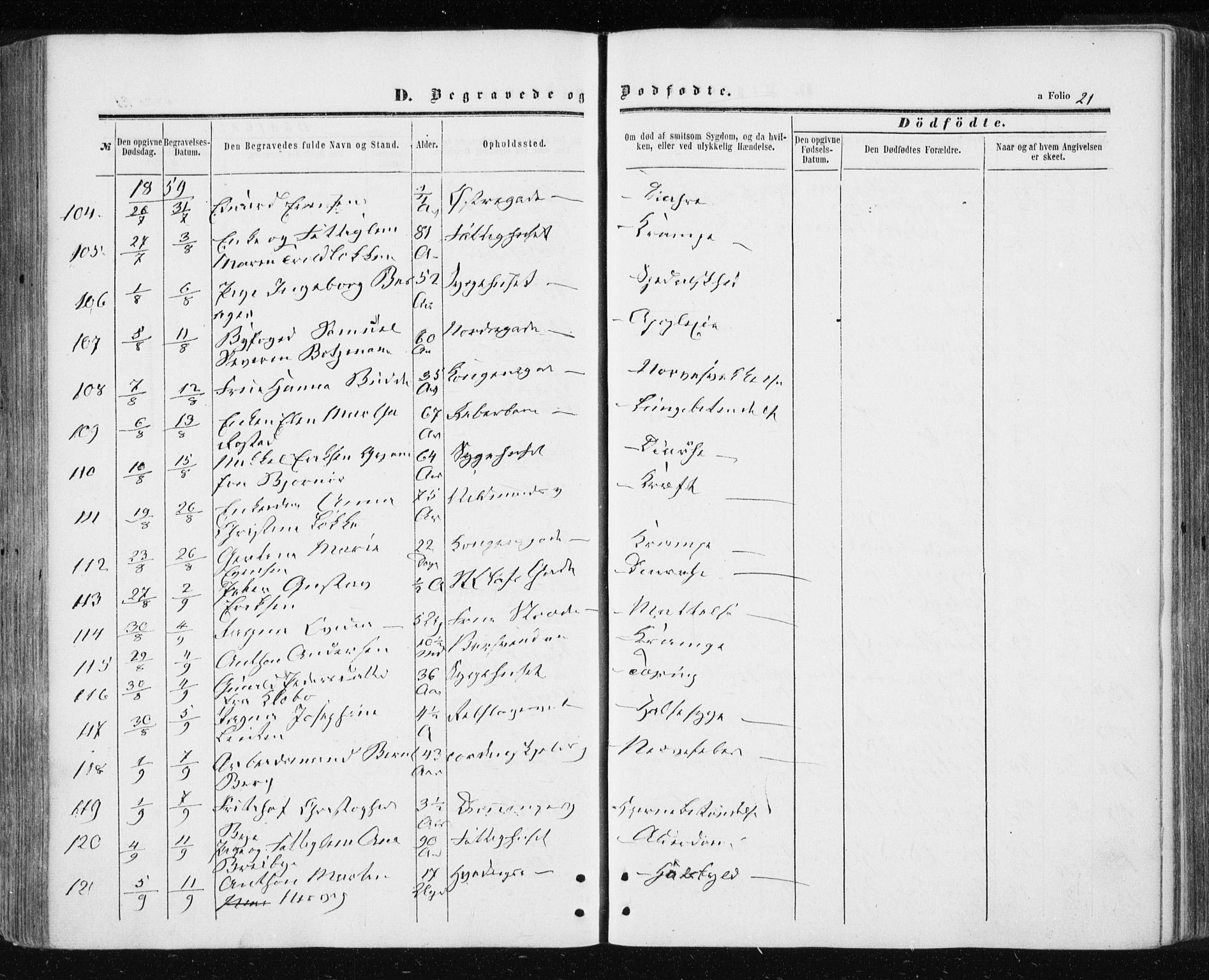 Ministerialprotokoller, klokkerbøker og fødselsregistre - Sør-Trøndelag, AV/SAT-A-1456/601/L0053: Parish register (official) no. 601A21, 1857-1865, p. 21