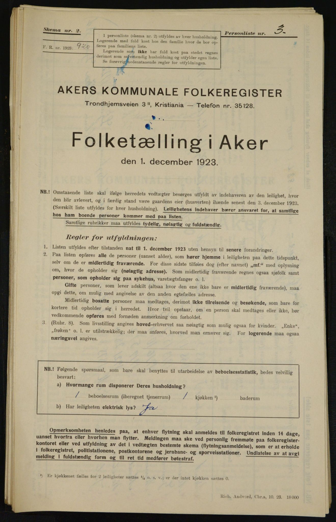 , Municipal Census 1923 for Aker, 1923, p. 13550