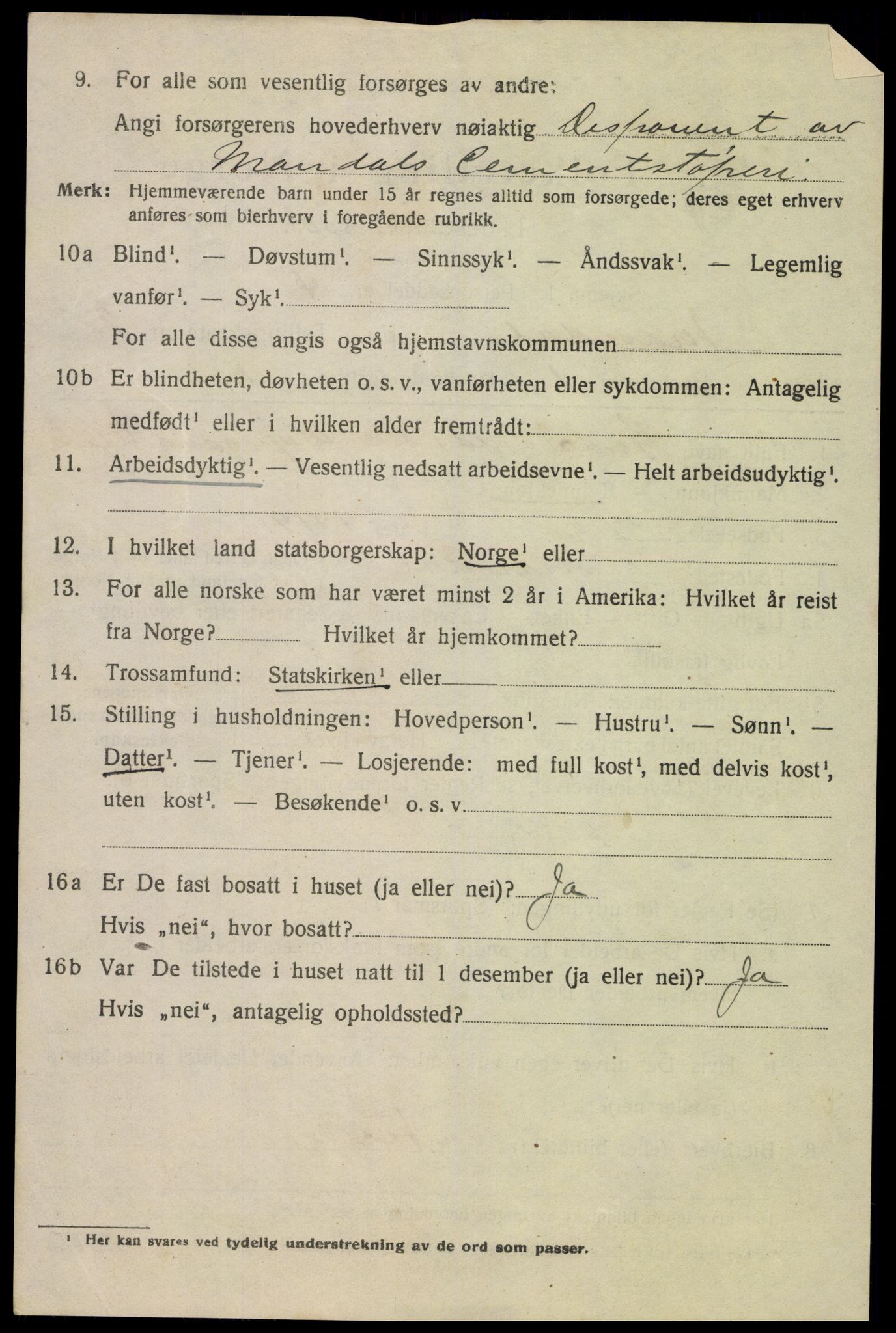 SAK, 1920 census for Mandal, 1920, p. 4212