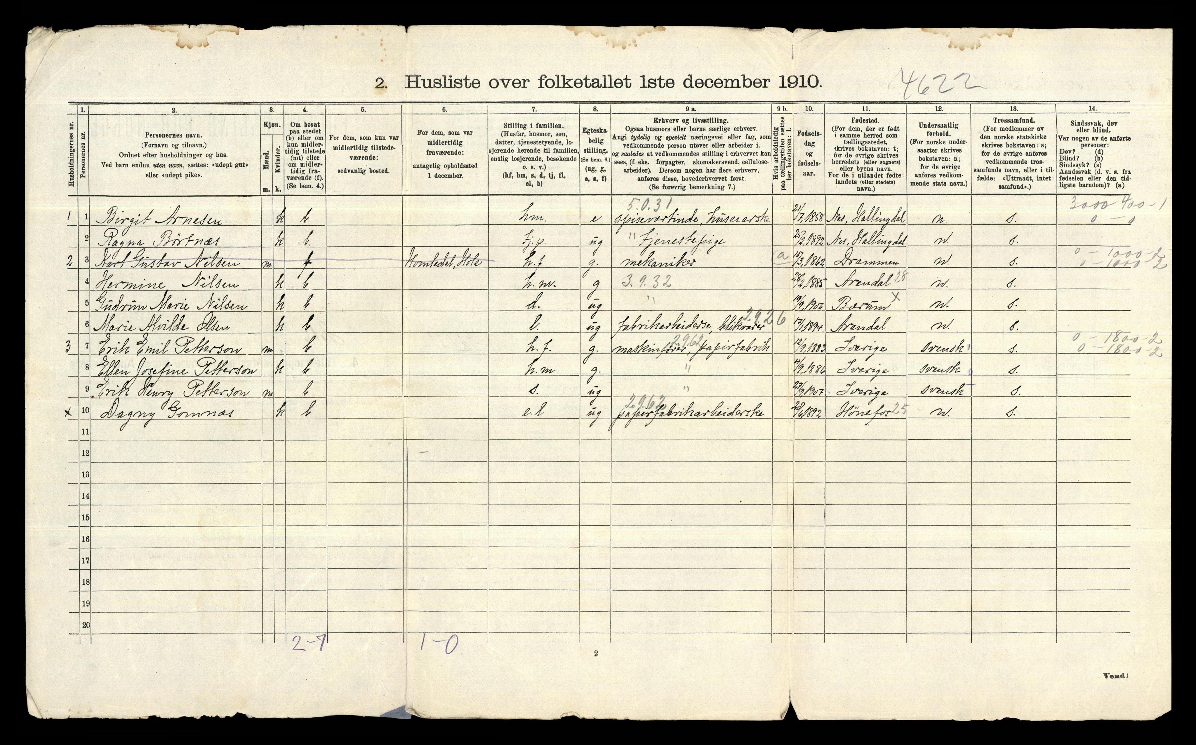 RA, 1910 census for Bærum, 1910, p. 1202