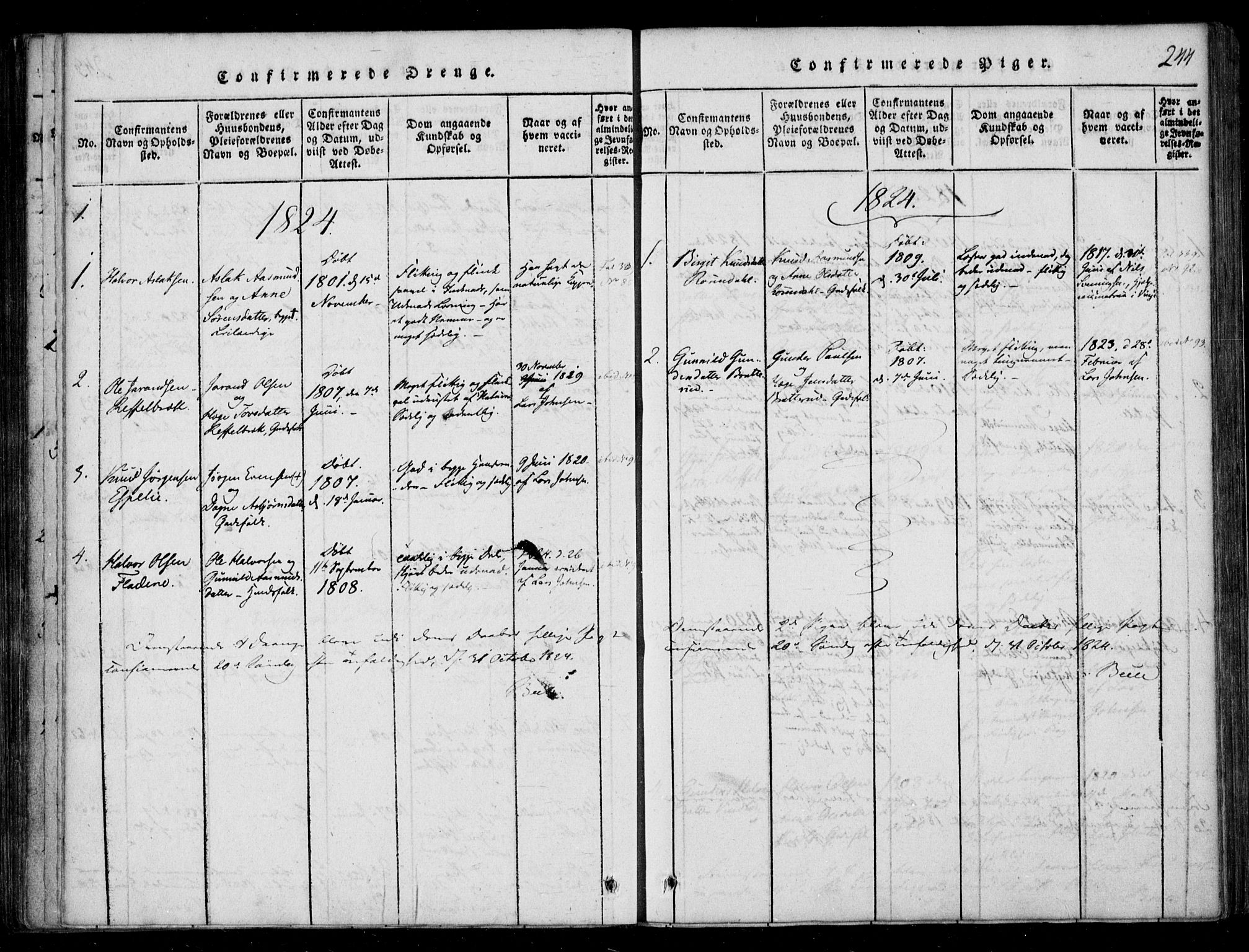 Lårdal kirkebøker, SAKO/A-284/F/Fb/L0001: Parish register (official) no. II 1, 1815-1860, p. 244