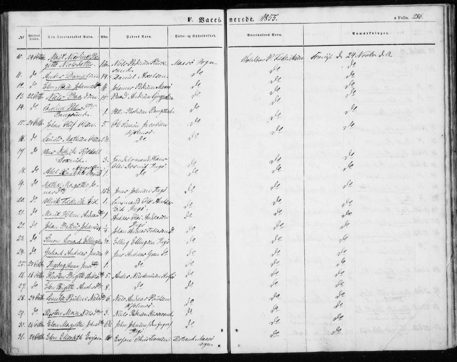 Måsøy sokneprestkontor, AV/SATØ-S-1348/H/Ha/L0002kirke: Parish register (official) no. 2, 1852-1865, p. 286