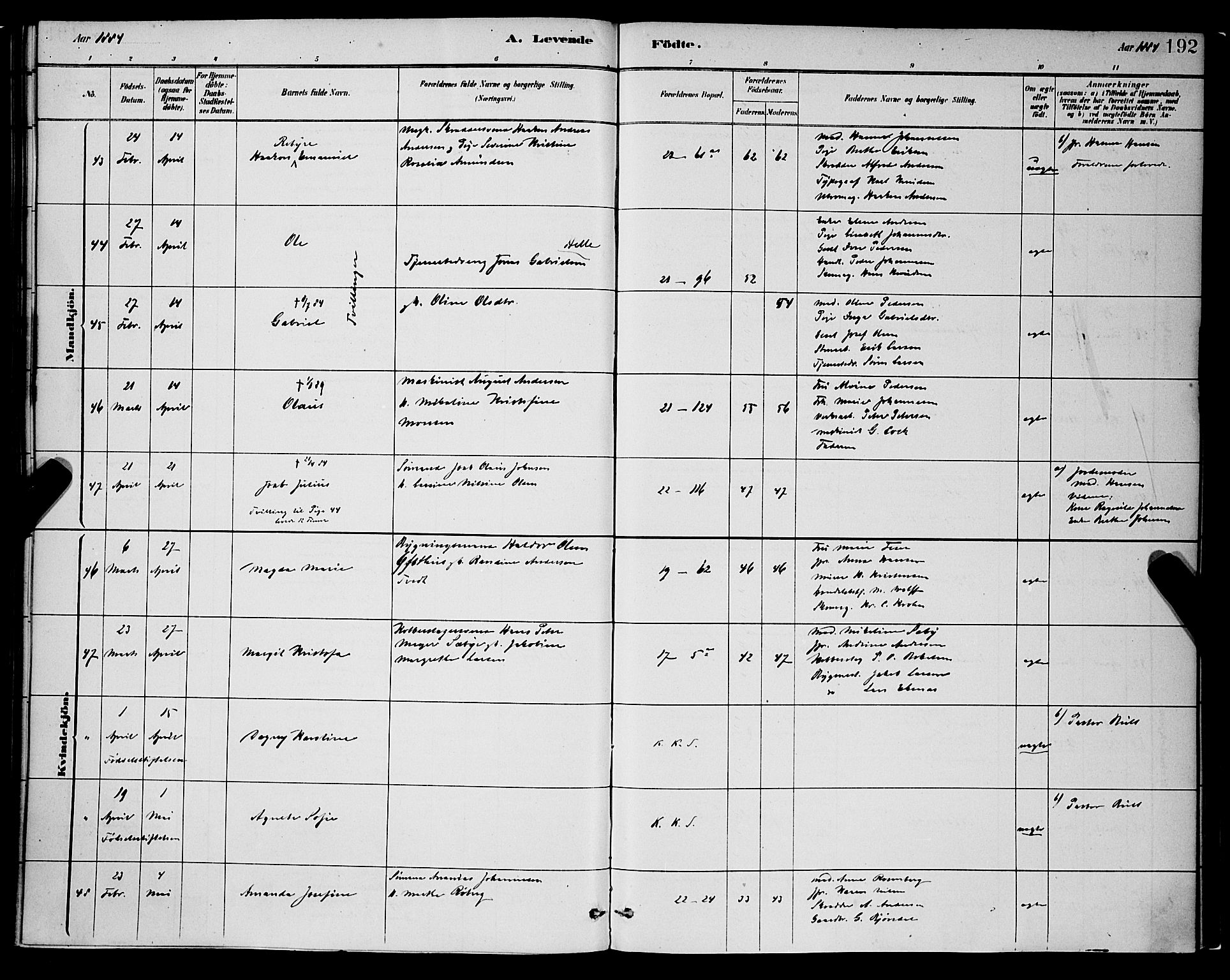 Korskirken sokneprestembete, SAB/A-76101/H/Hab: Parish register (copy) no. B 8, 1878-1887, p. 192