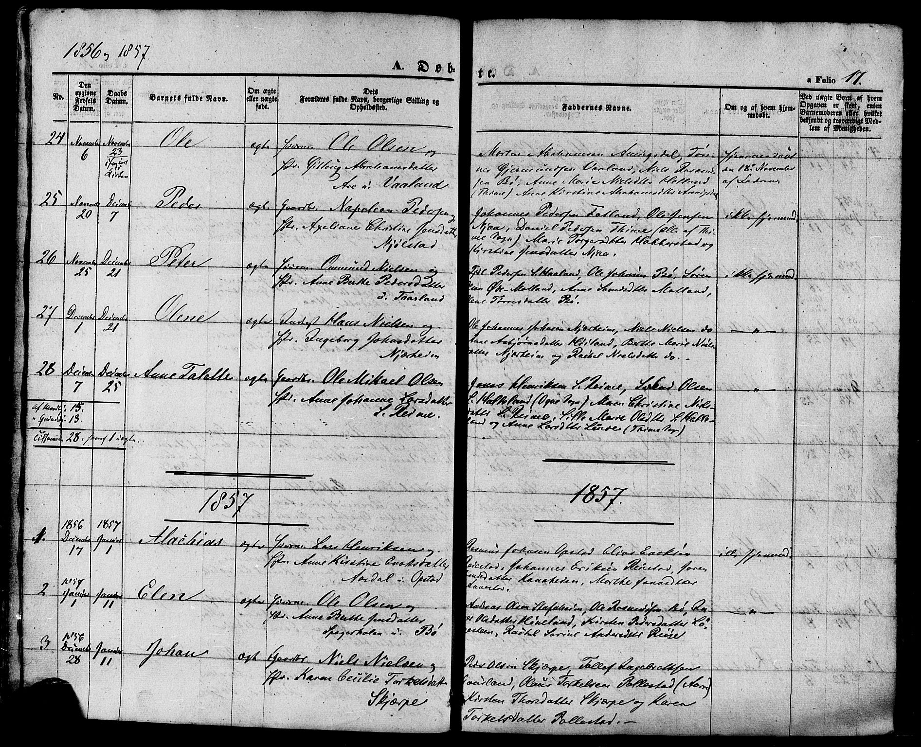 Hå sokneprestkontor, SAST/A-101801/001/30BA/L0008: Parish register (official) no. A 7, 1853-1878, p. 17