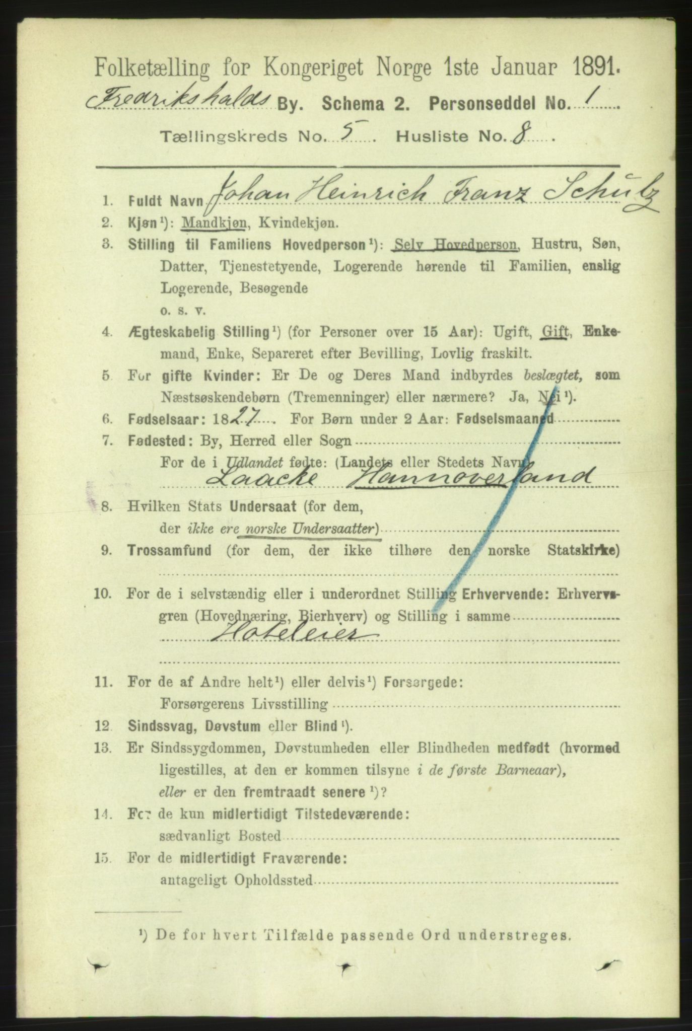 RA, 1891 census for 0101 Fredrikshald, 1891, p. 4096