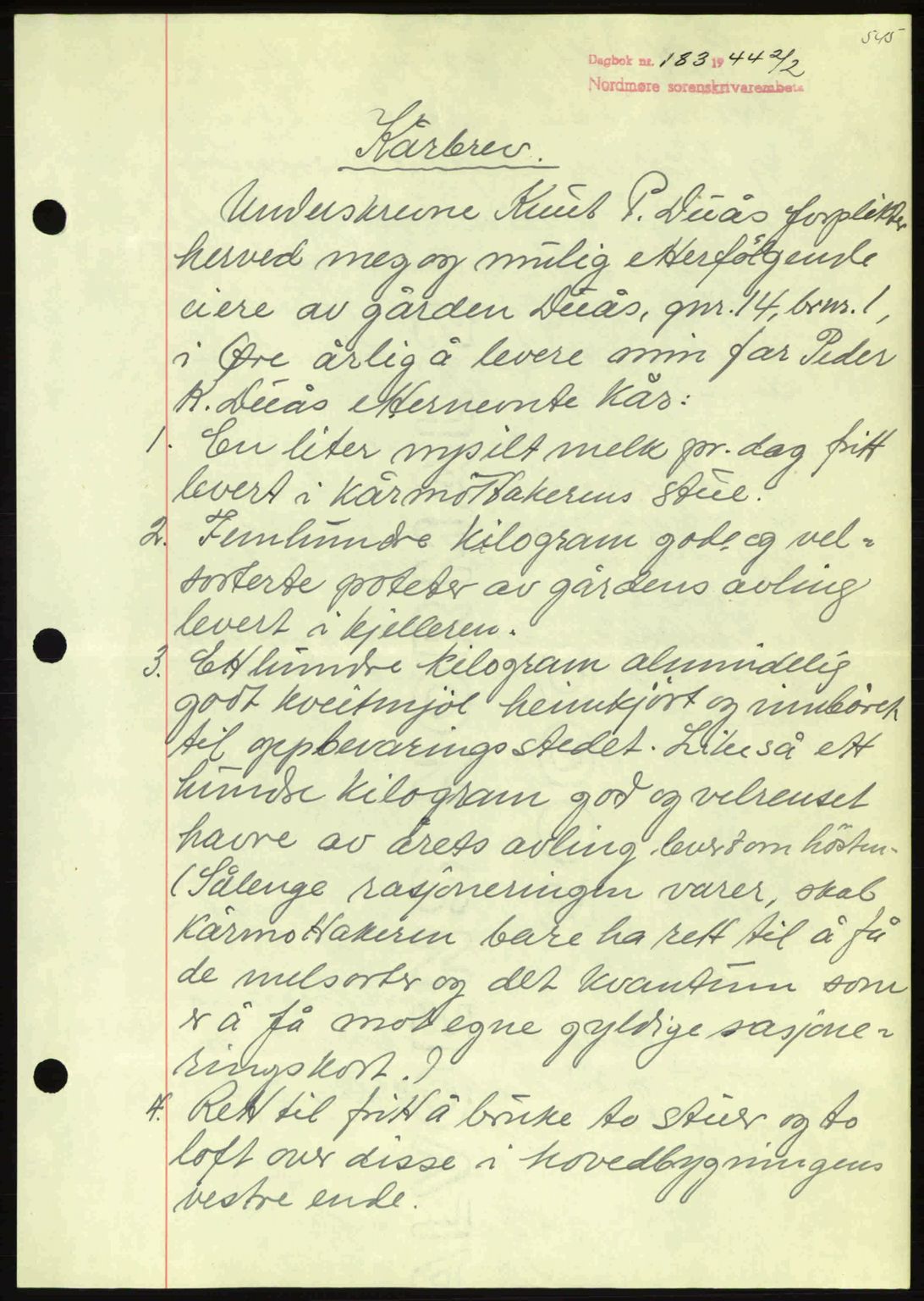 Nordmøre sorenskriveri, AV/SAT-A-4132/1/2/2Ca: Mortgage book no. B91, 1943-1944, Diary no: : 183/1944