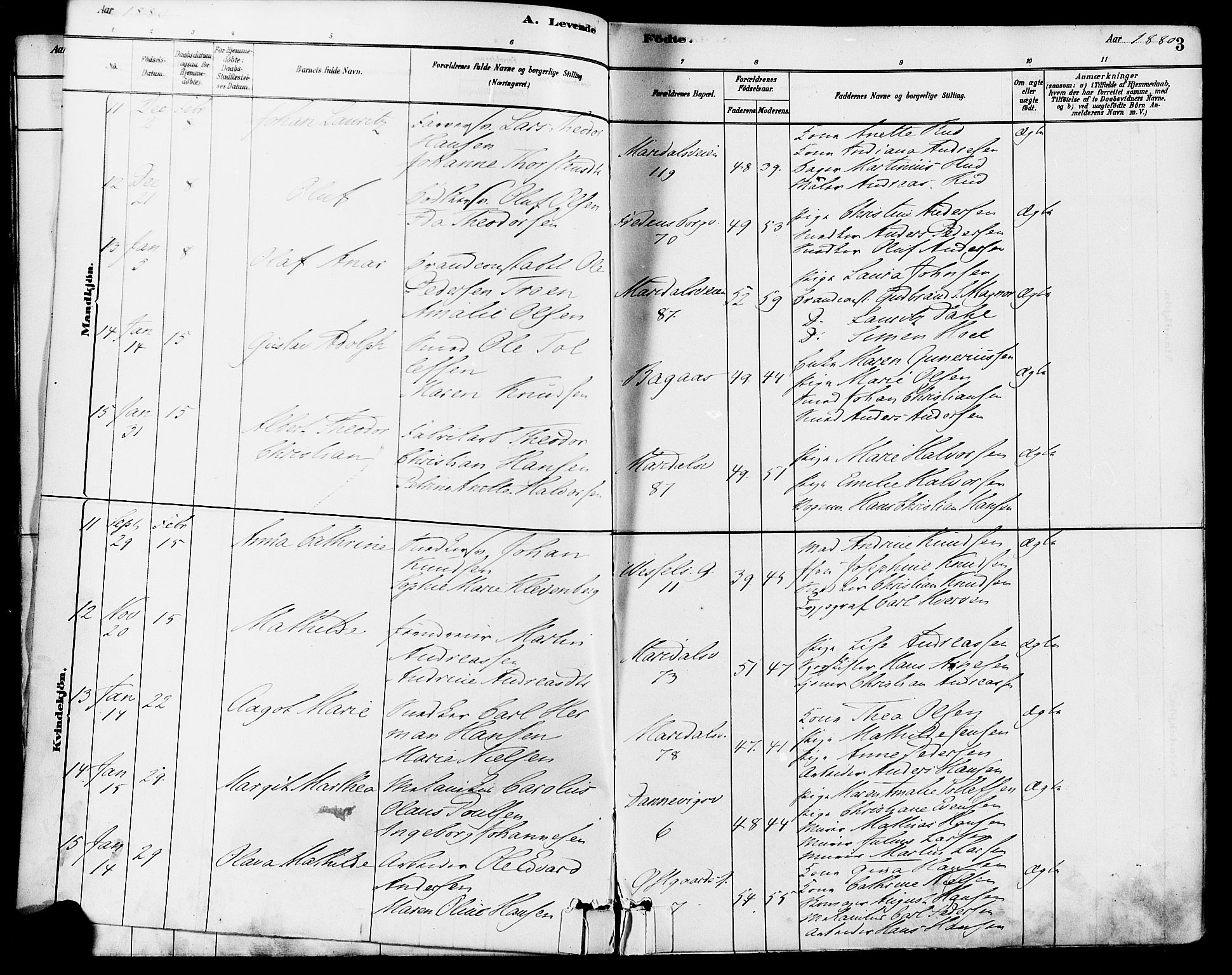 Gamle Aker prestekontor Kirkebøker, AV/SAO-A-10617a/F/L0006: Parish register (official) no. 6, 1880-1887, p. 3