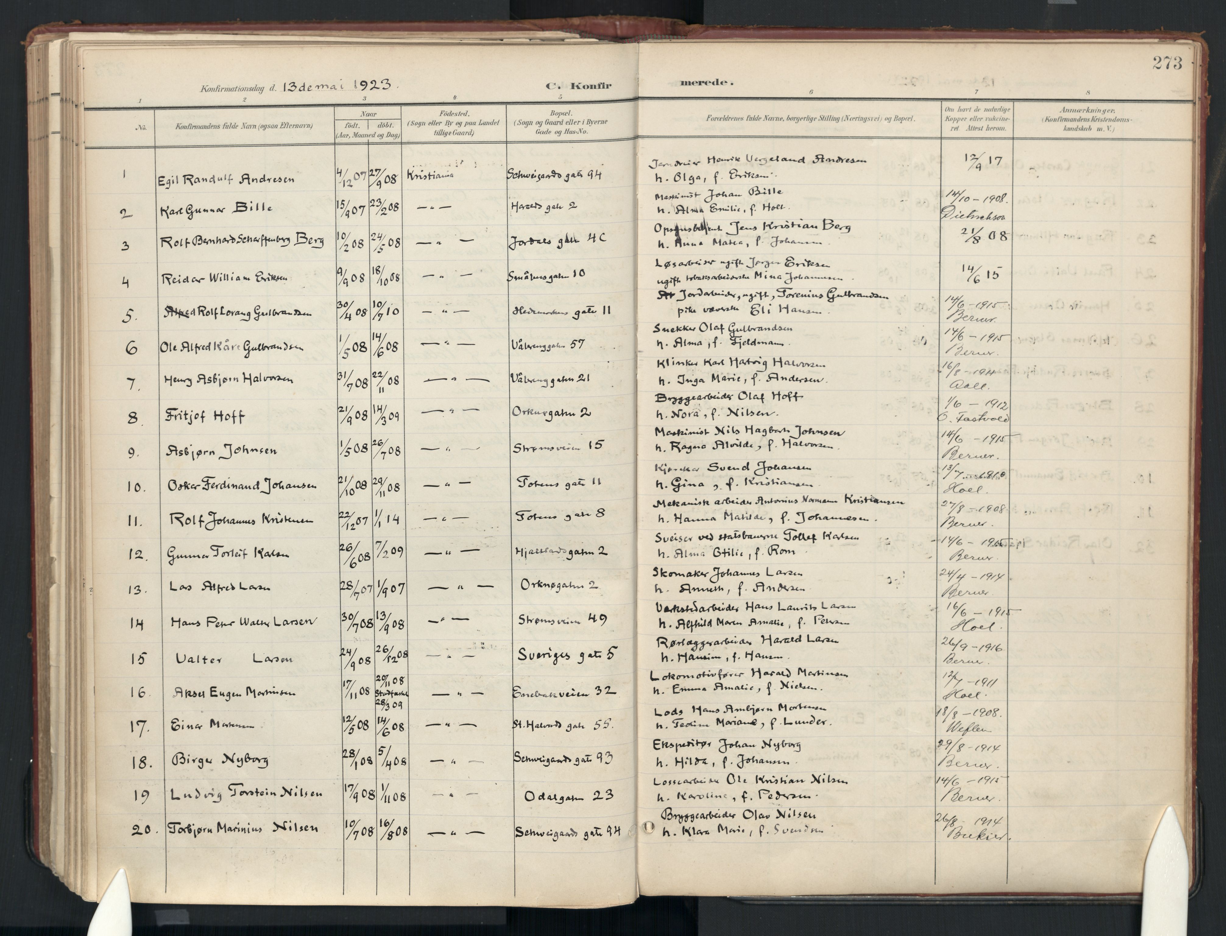Vålerengen prestekontor Kirkebøker, AV/SAO-A-10878: Parish register (official) no. 3a, 1900-1925, p. 273
