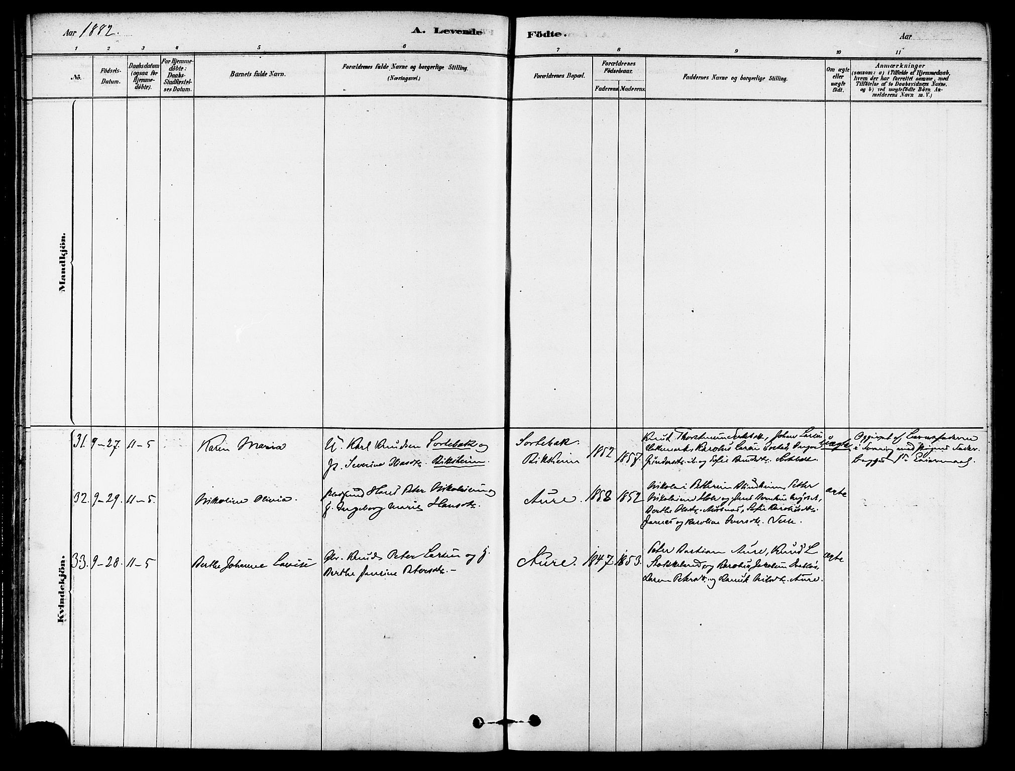 Ministerialprotokoller, klokkerbøker og fødselsregistre - Møre og Romsdal, AV/SAT-A-1454/523/L0334: Parish register (official) no. 523A01, 1878-1891