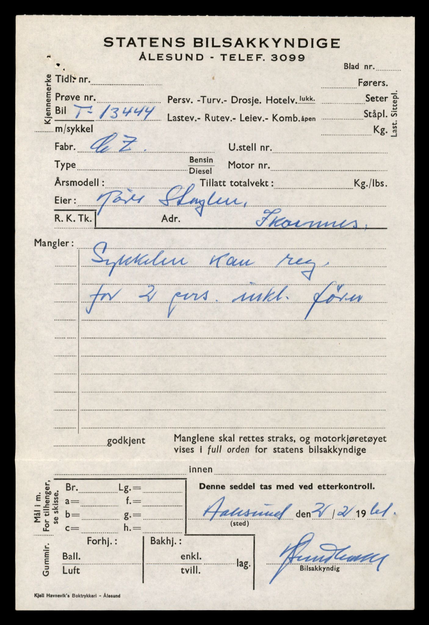 Møre og Romsdal vegkontor - Ålesund trafikkstasjon, AV/SAT-A-4099/F/Fe/L0039: Registreringskort for kjøretøy T 13361 - T 13530, 1927-1998, p. 1429