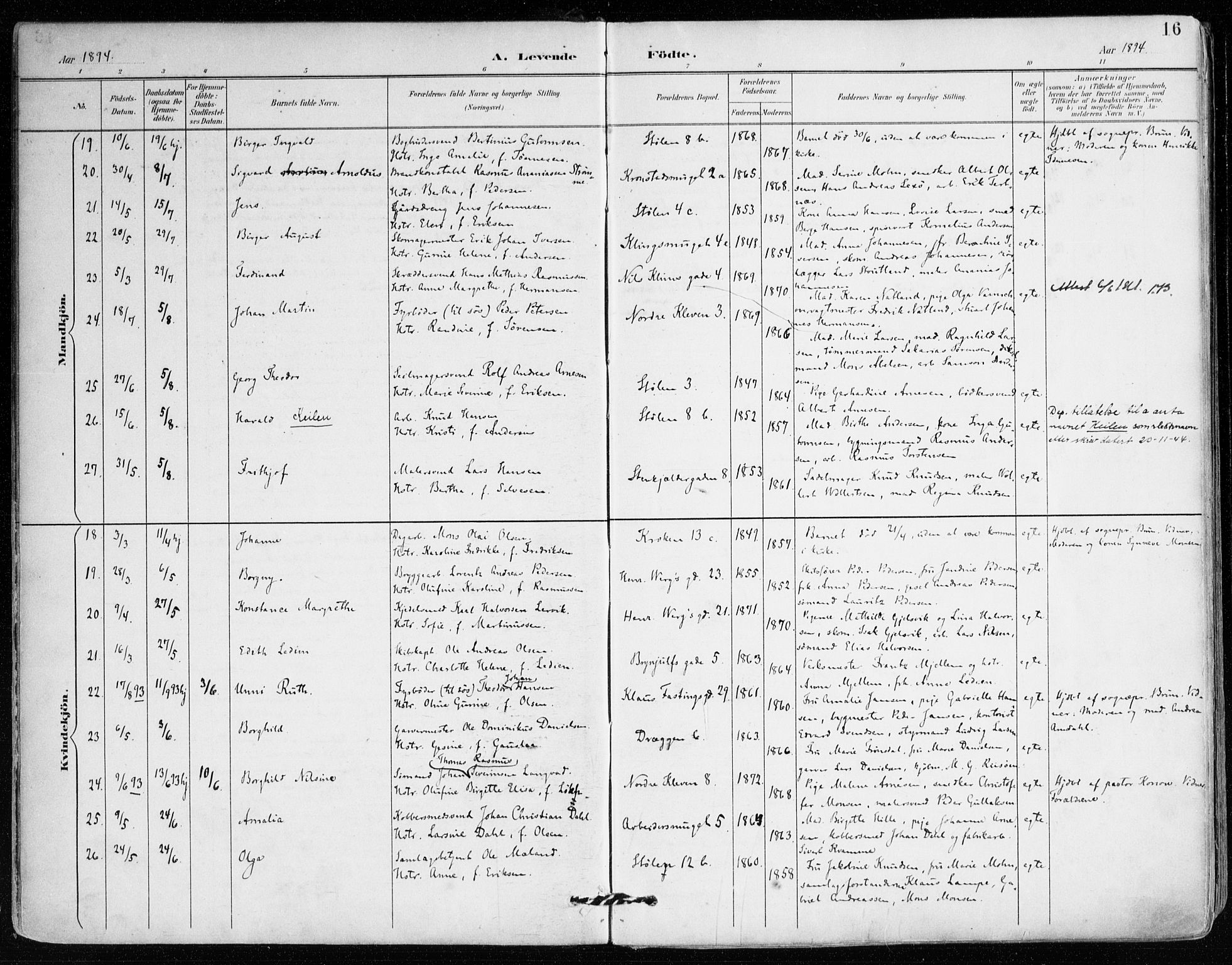 Mariakirken Sokneprestembete, AV/SAB-A-76901/H/Haa/L0008: Parish register (official) no. A 8, 1893-1942, p. 16