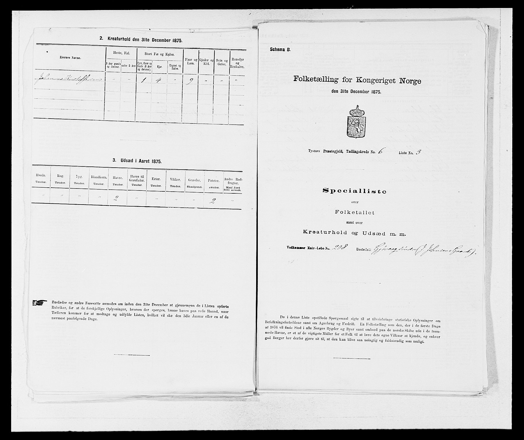 SAB, 1875 census for 1223P Tysnes, 1875, p. 650