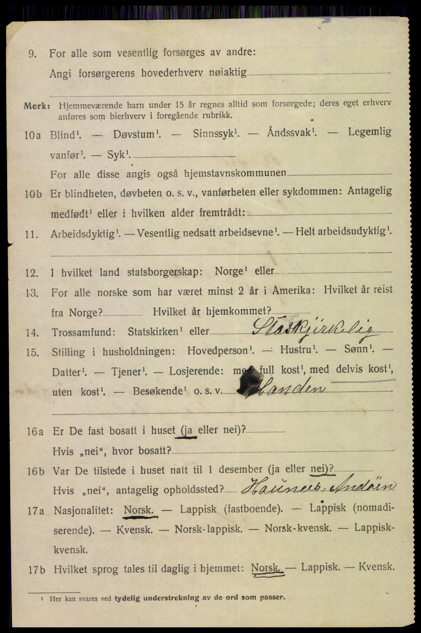 SAT, 1920 census for Hadsel, 1920, p. 19911