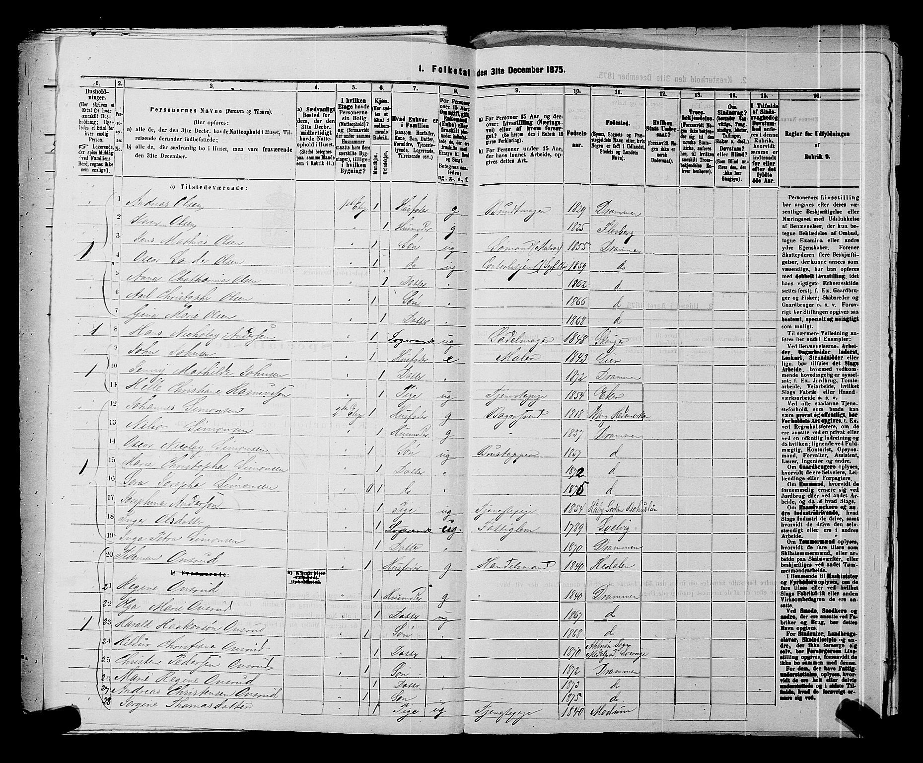 SAKO, 1875 census for 0602 Drammen, 1875, p. 382