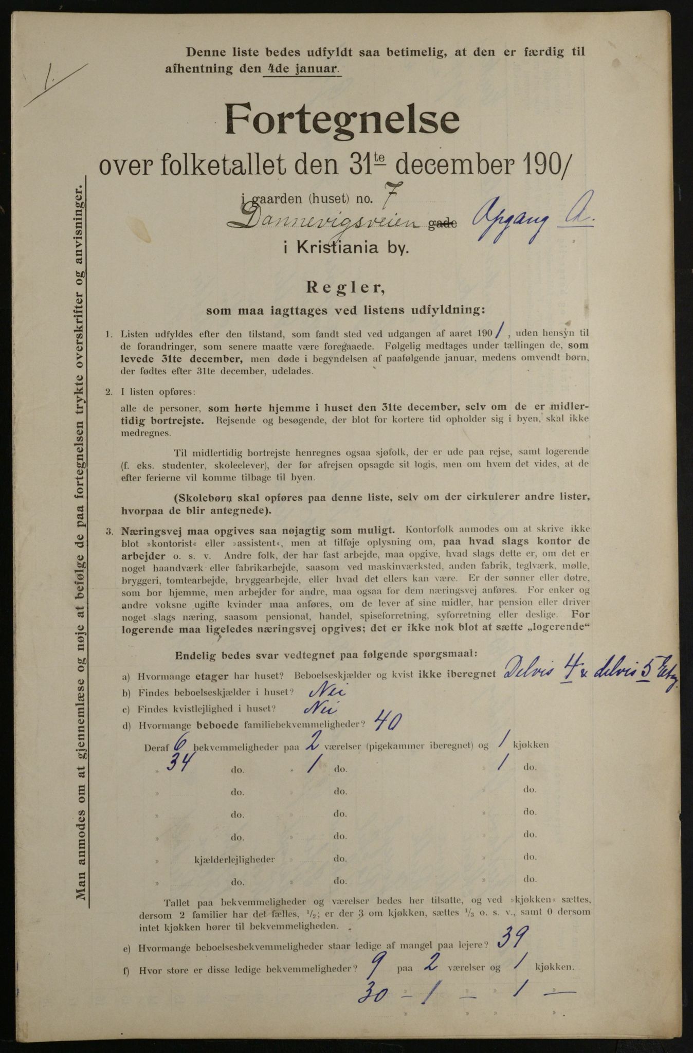 OBA, Municipal Census 1901 for Kristiania, 1901, p. 2461