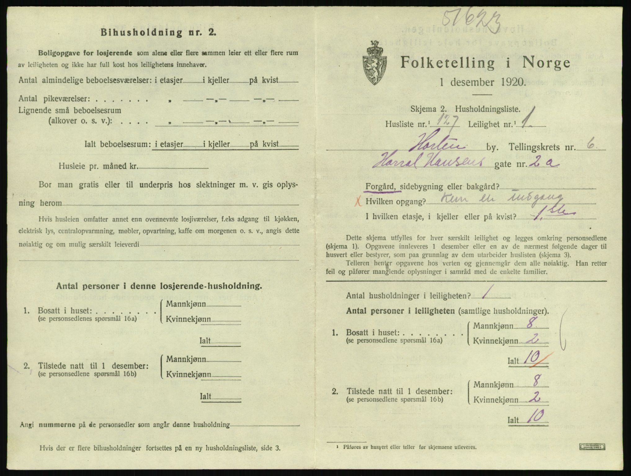 SAKO, 1920 census for Horten, 1920, p. 6875