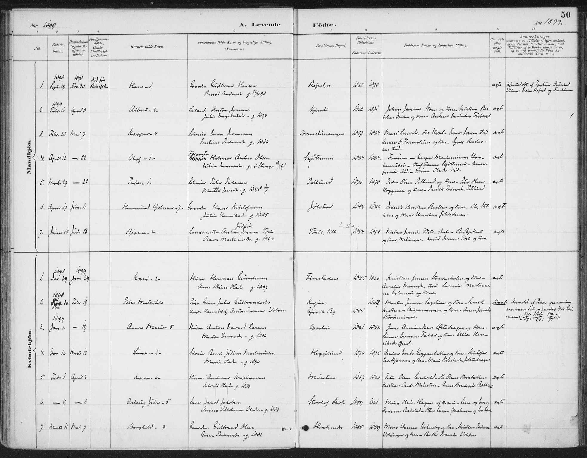 Romedal prestekontor, SAH/PREST-004/K/L0008: Parish register (official) no. 8, 1887-1905, p. 50