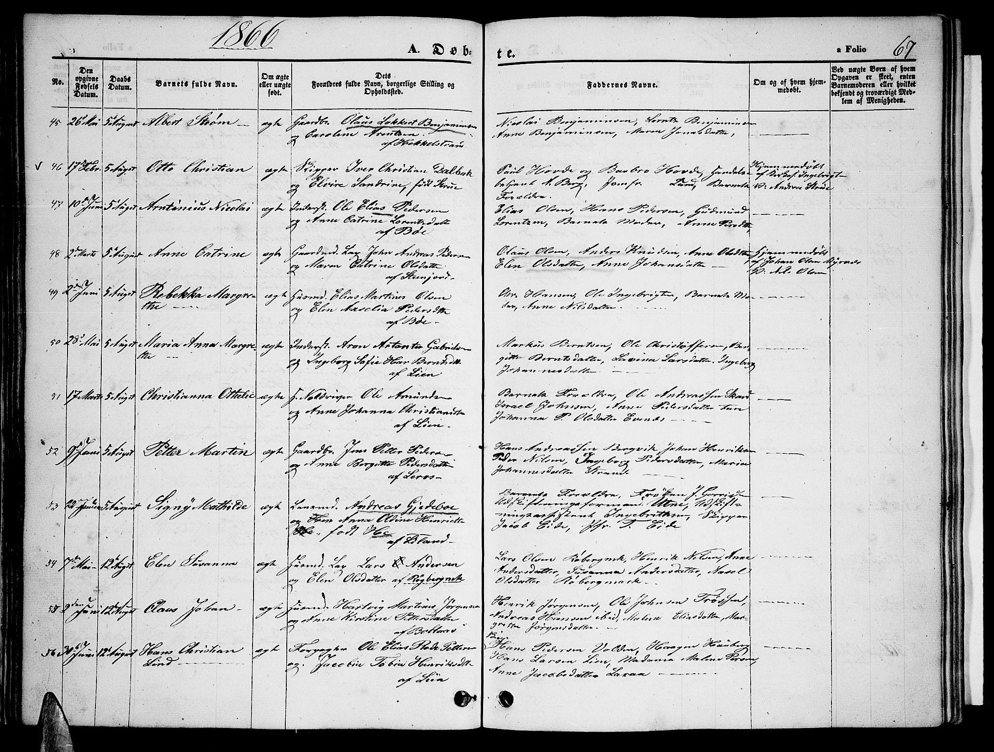 Ministerialprotokoller, klokkerbøker og fødselsregistre - Nordland, AV/SAT-A-1459/863/L0912: Parish register (copy) no. 863C02, 1858-1876, p. 67