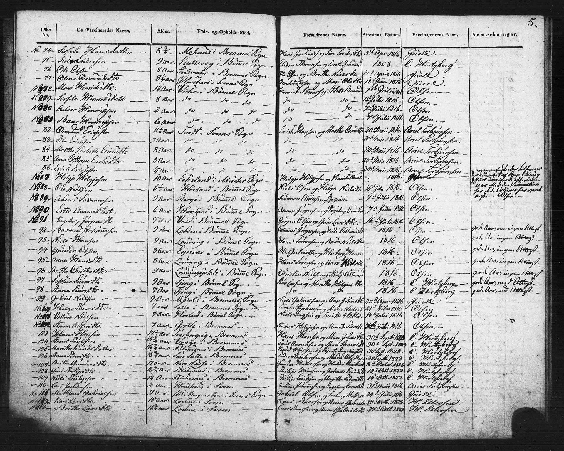Finnås sokneprestembete, SAB/A-99925/H/Ha/Haa/Haaa/L0010: Parish register (official) no. A 10, 1814-1830, p. 5